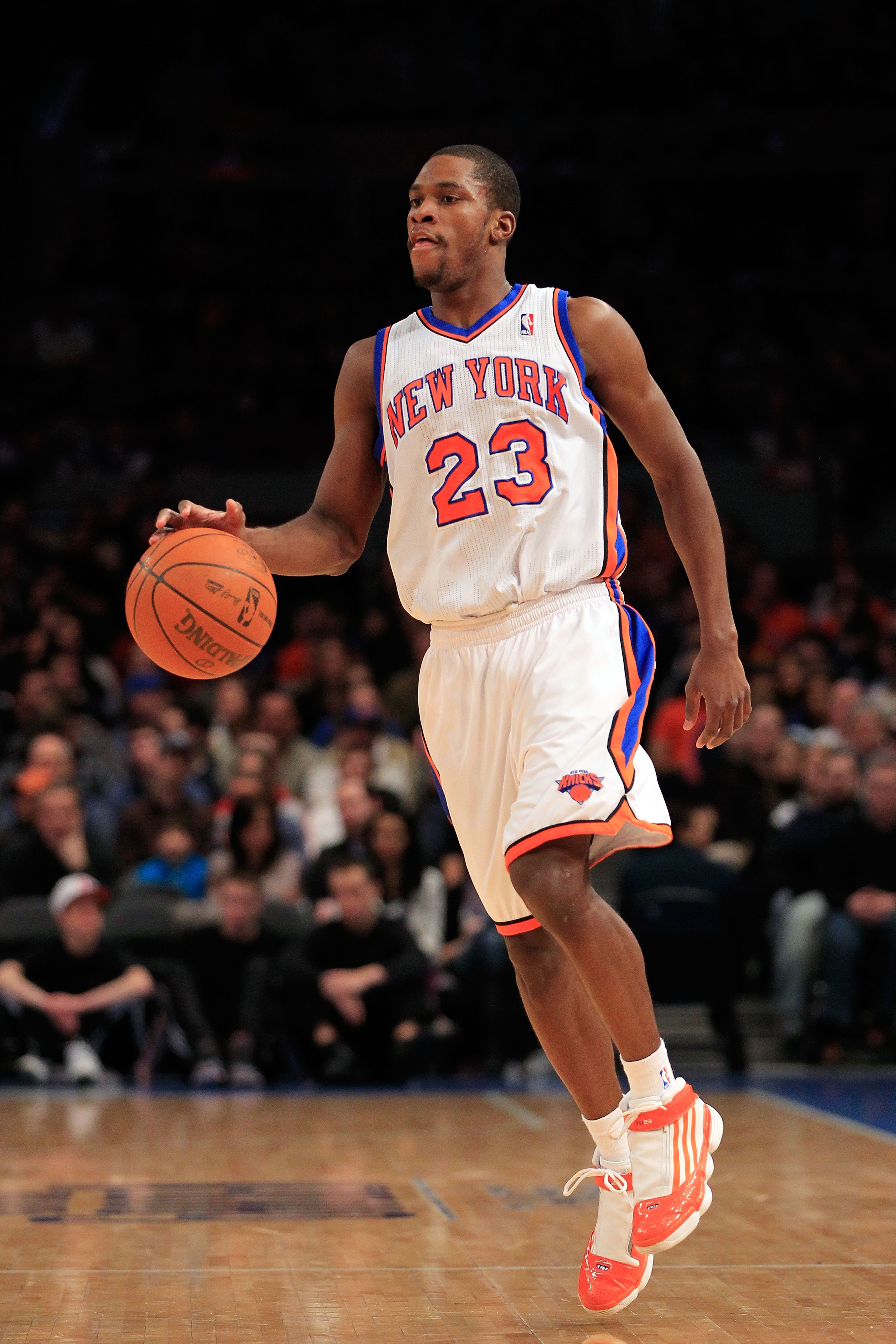 NEW YORK, NY - FEBRUARY 06: Toney Douglas #23 of the New York Knicks dribbles the ball against the Philadelphia 76ers at Madison Square Garden on February 6, 2011 in New York City. NOTE TO USER: User expressly acknowledges and agrees that, by downloading NEW YORK, NY - FEBRUARY 06: Toney Douglas #23 of the New York Knicks dribbles the ball against the Philadelphia 76ers at Madison Square Garden on February 6, 2011 in New York City. NOTE TO USER: User expressly acknowledges and agrees that, by downloading