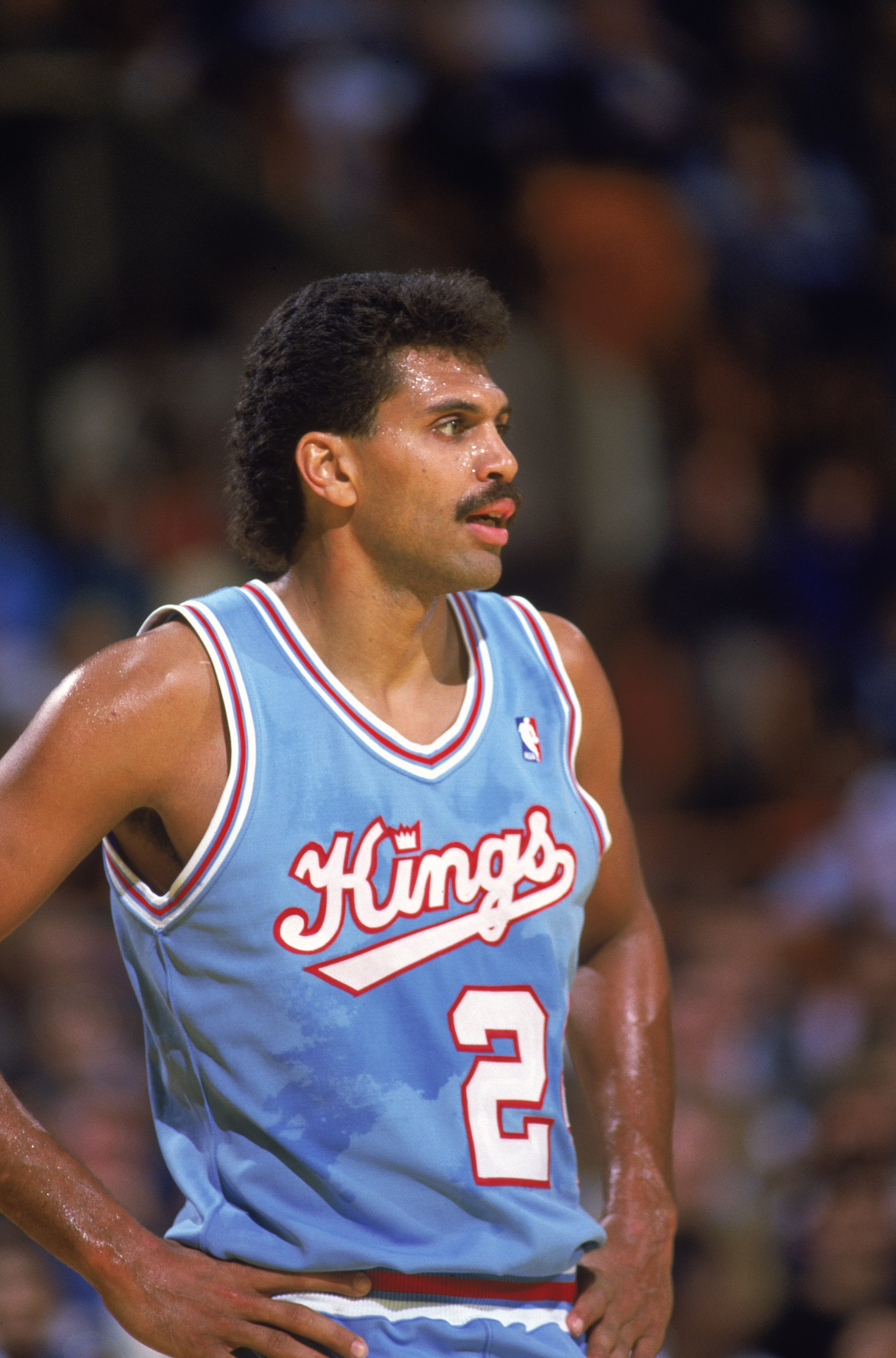 SACRAMENTO, CA - 1987:  Reggie Theus #24 of the Sacramento Kings stands on the court during an NBA game against the Los Angeles Lakers at Arco Arena in Sacramento, California in 1987.  (Photo by: Mike Powell/Getty Images)