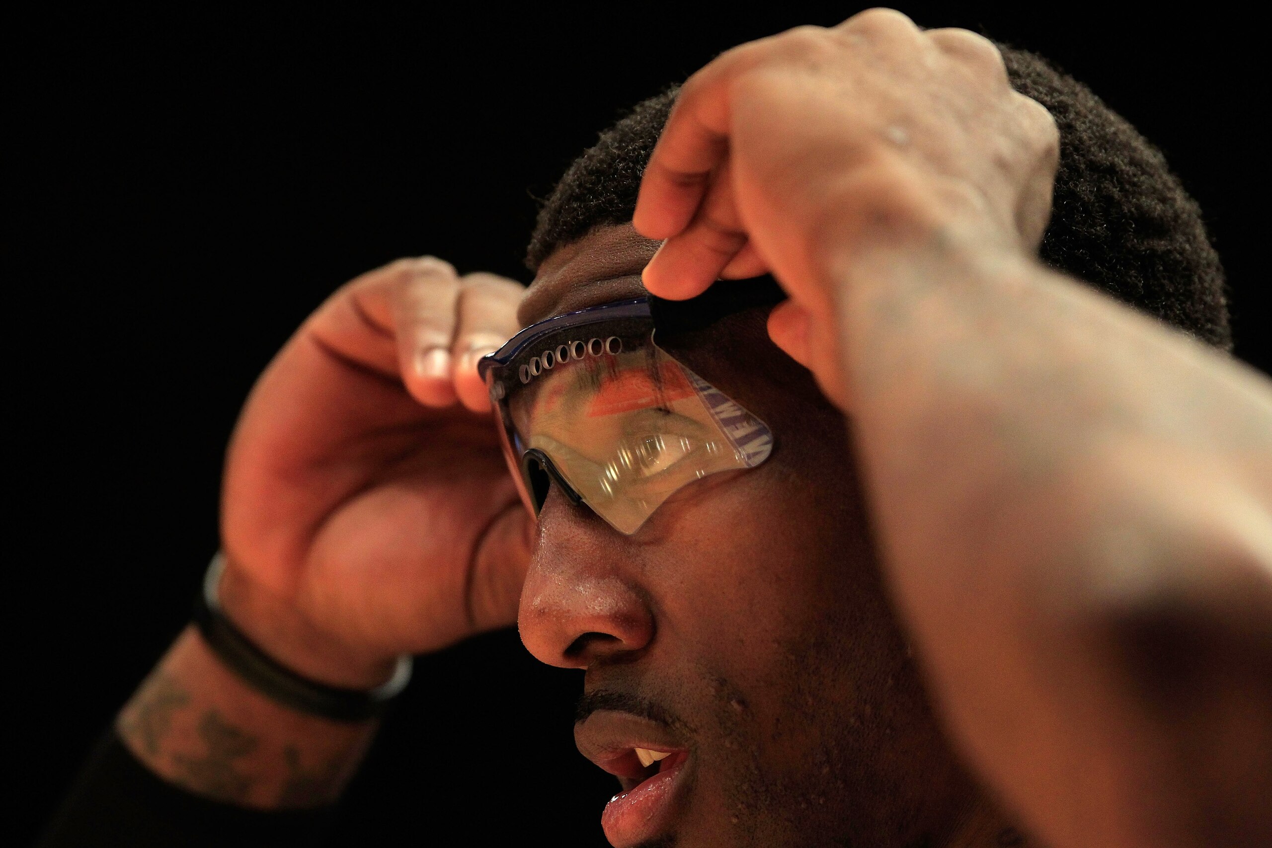 NEW YORK, NY - FEBRUARY 16:  Amar'e Stoudemire #1 of the New York Knicks looka on against the Atlanta Hawks at Madison Square Garden on February 16, 2011 in New York City. NOTE TO USER: User expressly acknowledges and agrees that, by downloading and/or us
