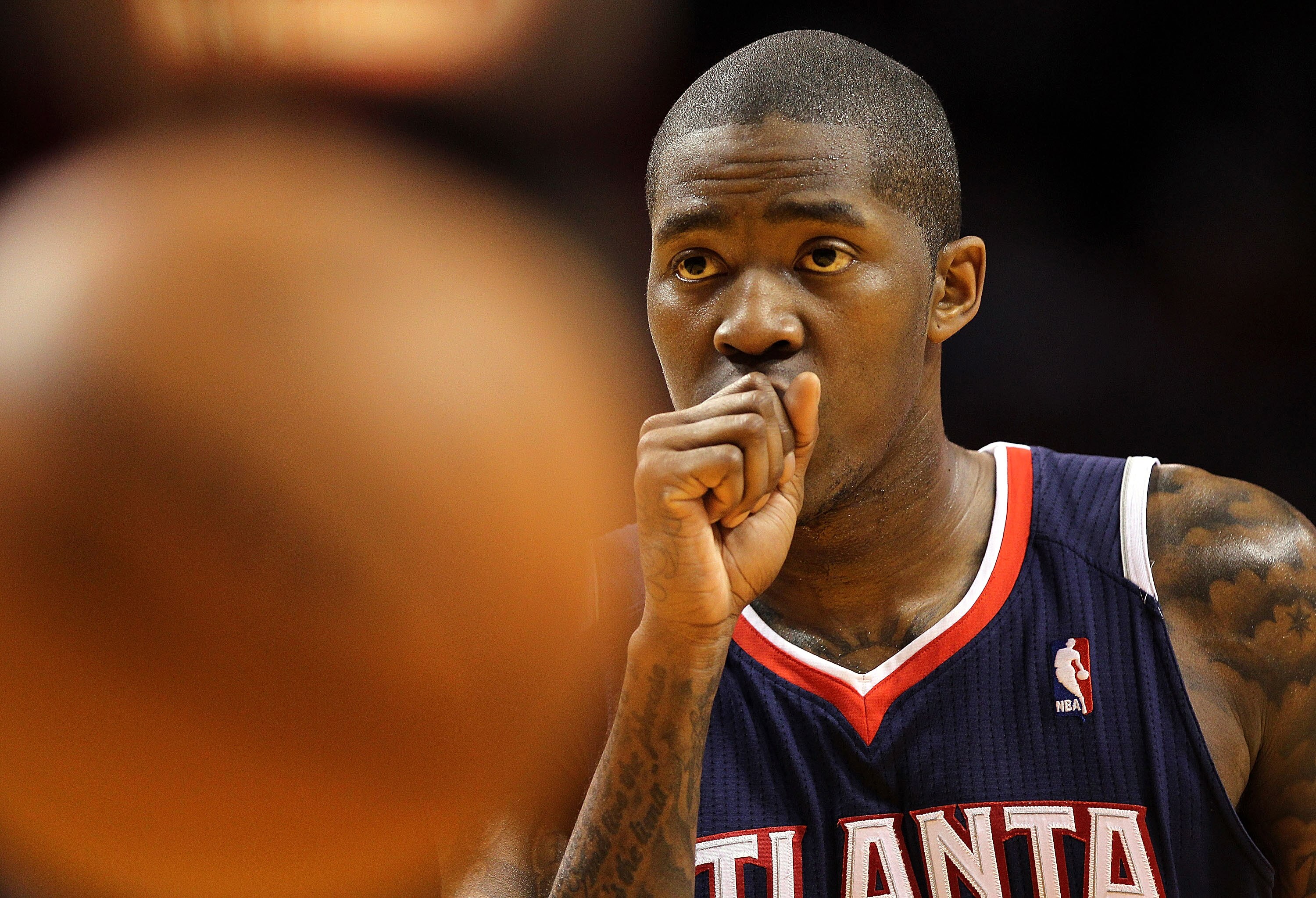 MIAMI, FL - JANUARY 18:  Jamal Crawford #11 of the Atlanta Hawks shoots a free throw during a game against the Miami Heat at American Airlines Arena on January 18, 2011 in Miami, Florida. NOTE TO USER: User expressly acknowledges and agrees that, by downl