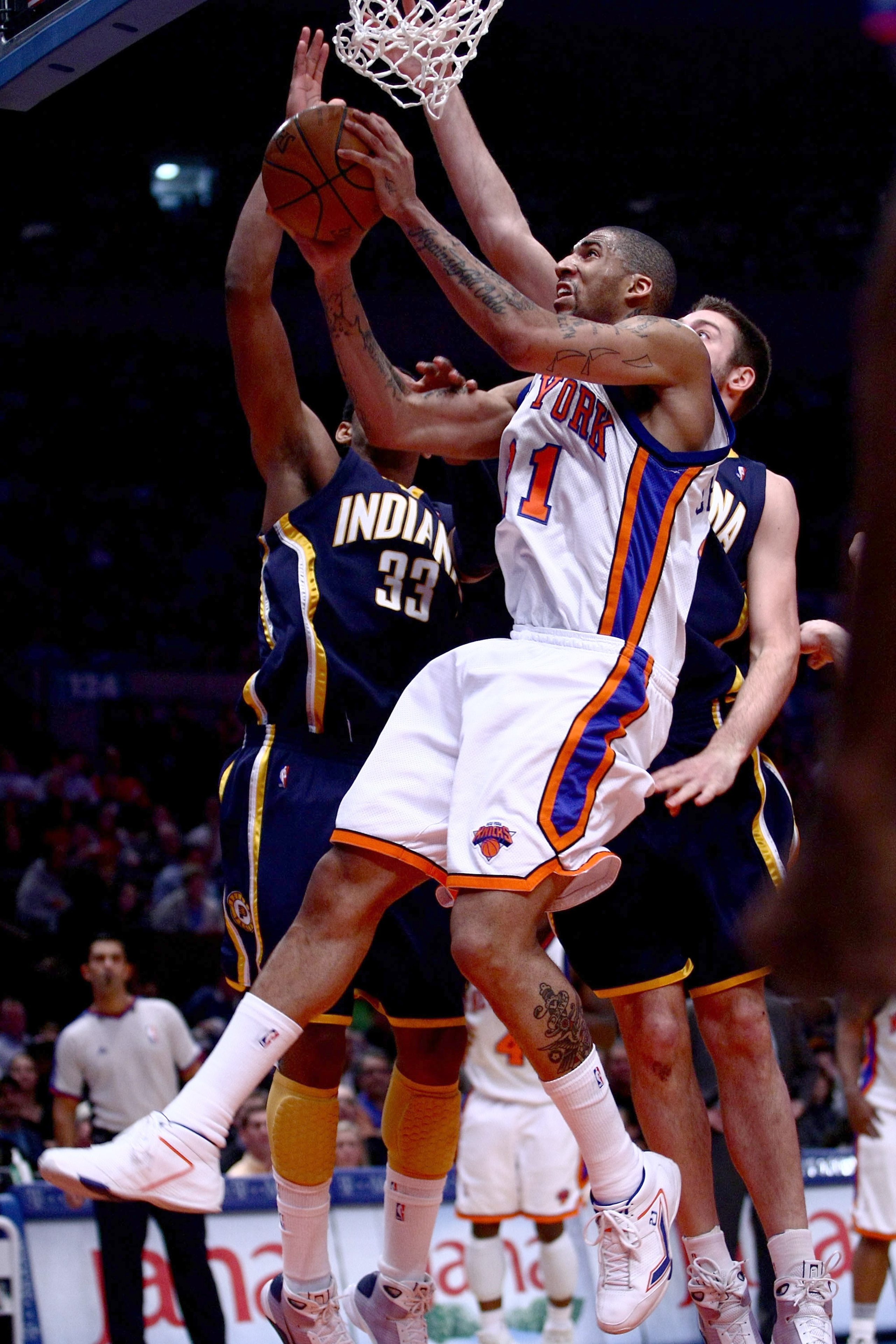NEW YORK - JANUARY 02: Wilson Chandler #21 of the New York Knicks shoots over Danny Granger #33 of the Indiana Pacers at Madison Square Garden January 2, 2009 in New York City. NOTE TO USER: User expressly acknowledges and agrees that, by downloading and/
