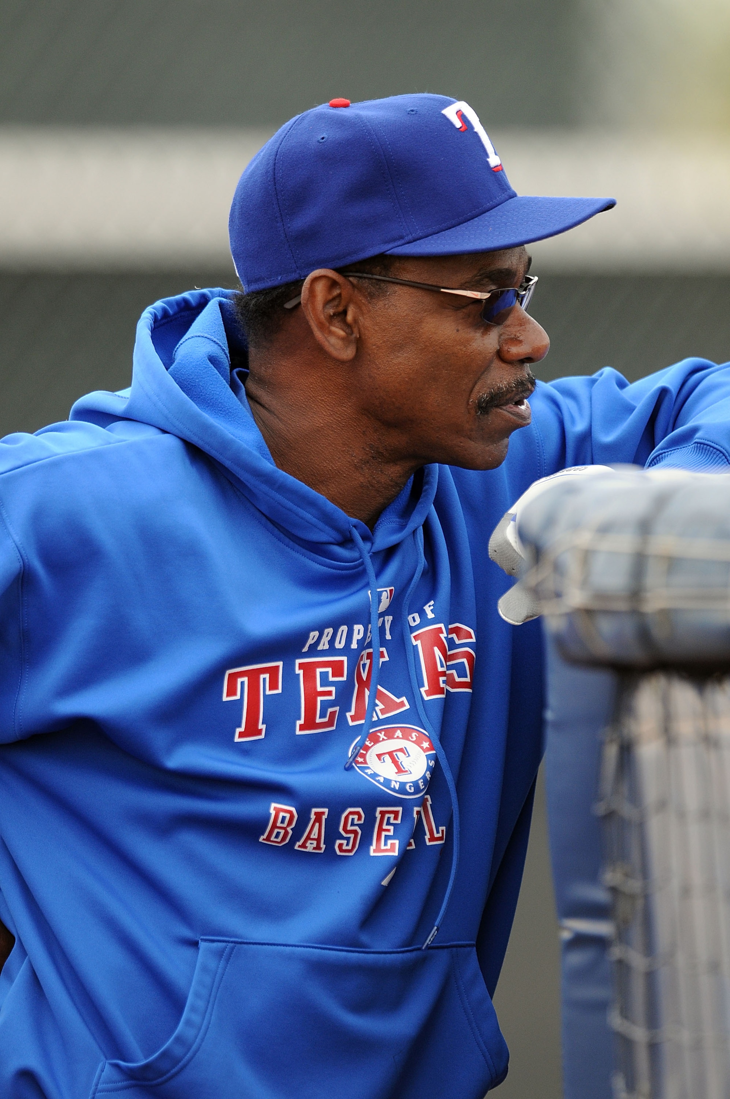 SURPRISE, AZ - FEBRUARY 18:  Manager Ron Washington of the Texas Rangers watches batting practice at Surprise Stadium on February 18, 2011 in Surprise, Arizona.  (Photo by Norm Hall/Getty Images)