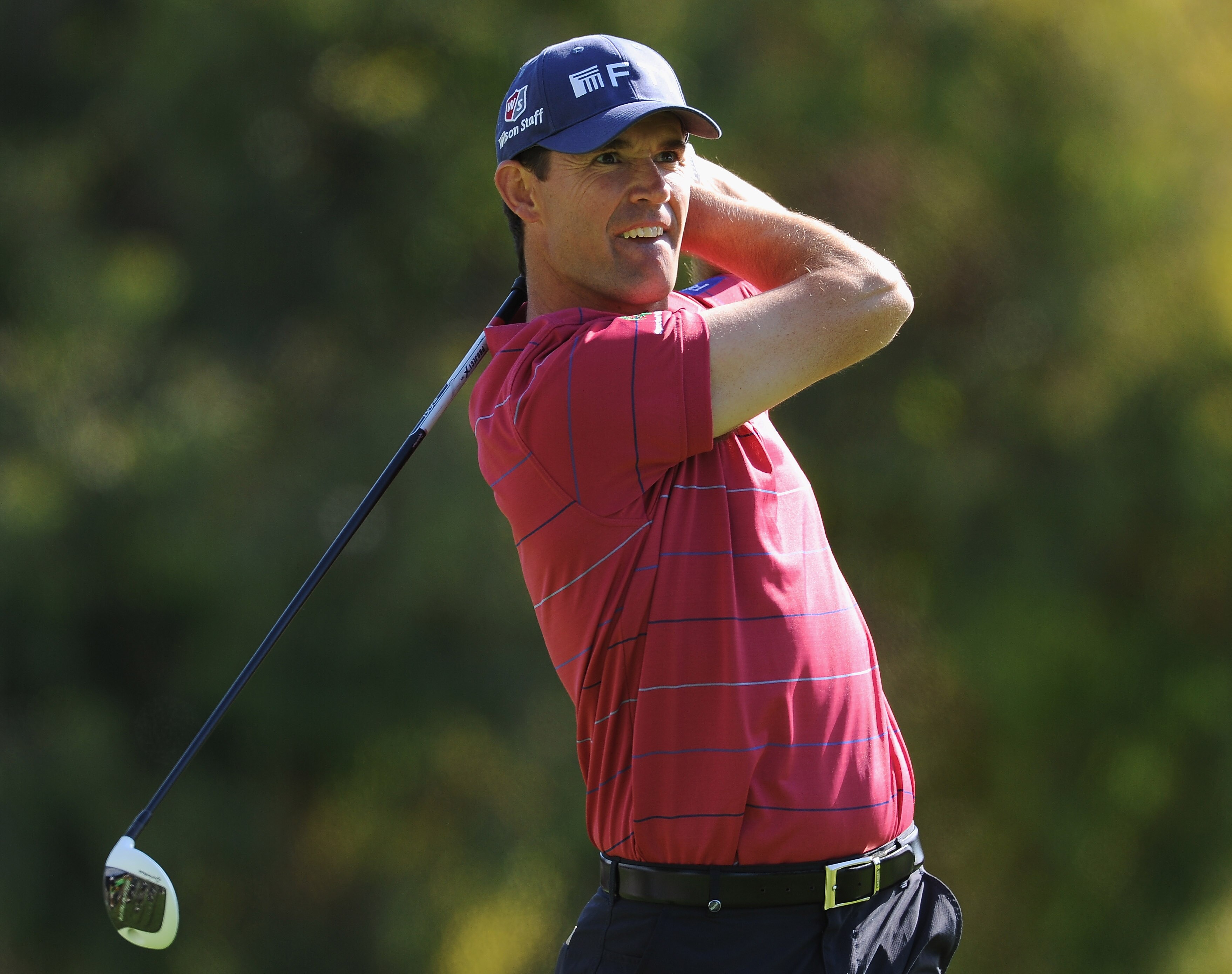PACIFIC PALISADES, CA - FEBRUARY 19:  Padraig Harrington of Ireland plays his tee shot on the first hole during the third round of the Northern Trust Open at Riviera Country Club on February 19, 2011 in Pacific Palisades, California.  (Photo by Stuart Fra