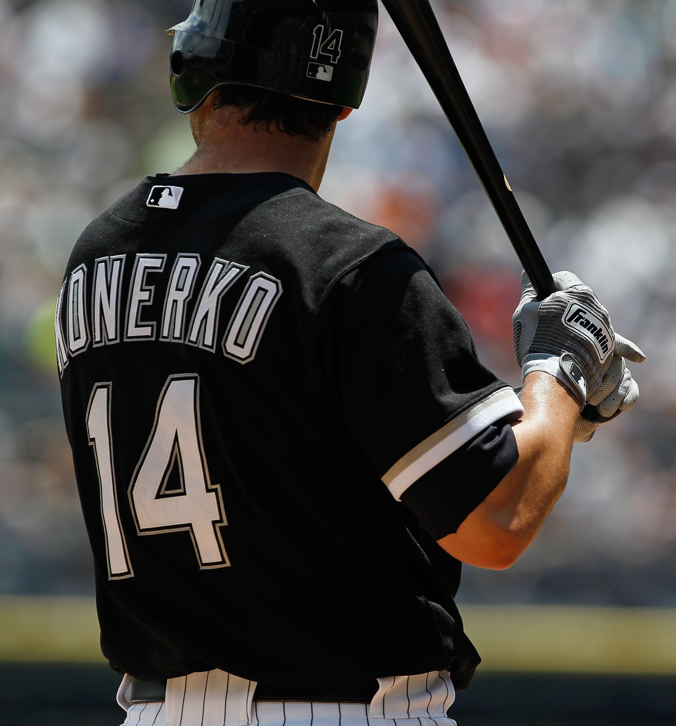 CHICAGO - JUNE 27: Paul Konerko #14 of the Chicago White Sox prepares to bat against the Chicago Cubs at U.S. Cellular Field on June 27, 2010 in Chicago, Illinois. The Cubs defeated the White Sox 8-6. (Photo by Jonathan Daniel/Getty Images)