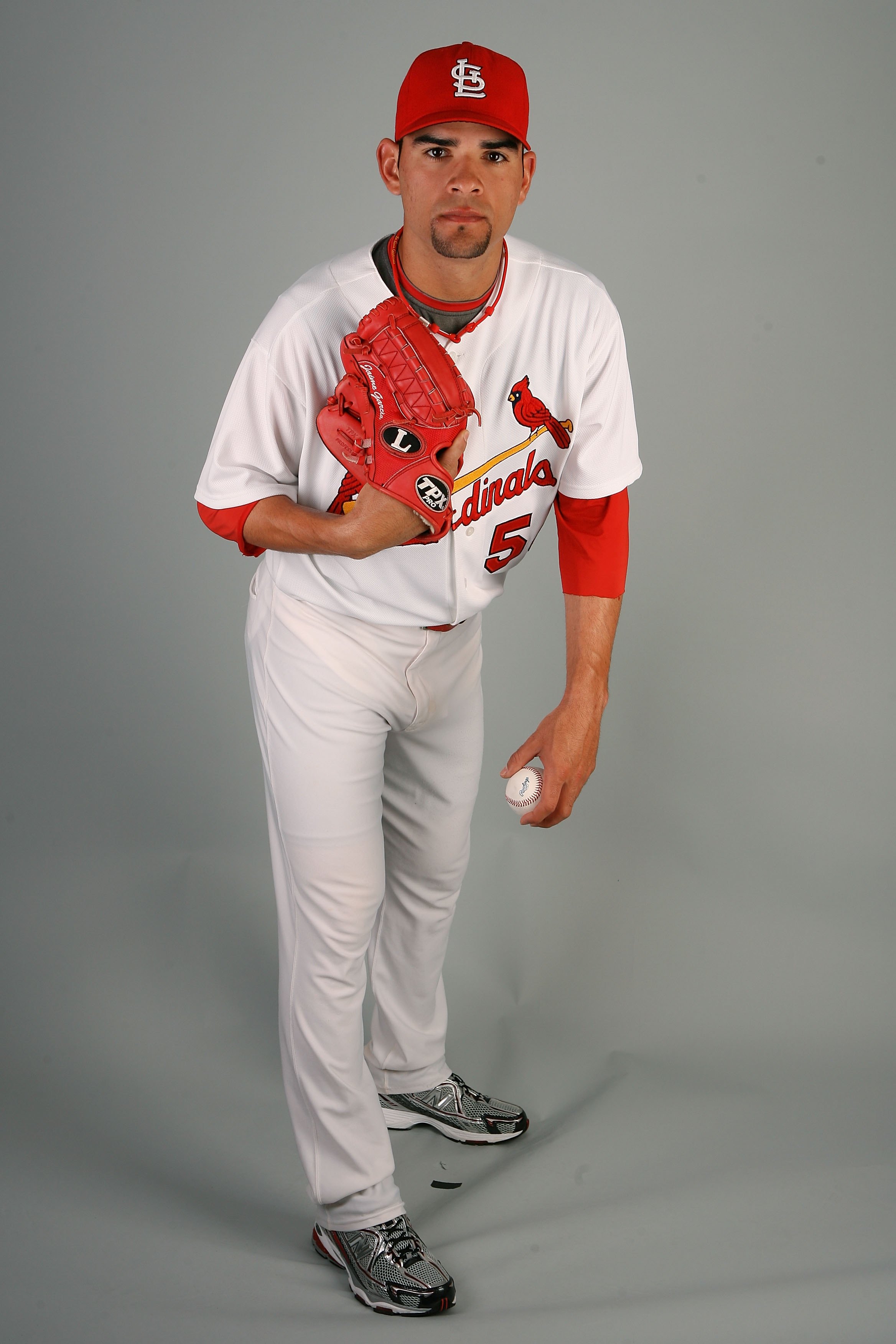 JUPITER, FL - MARCH 01:  Pitcher Jaime Garcia #54 of the St. Louis Cardinals during photo day at Roger Dean Stadium on March 1, 2010 in Jupiter, Florida.  (Photo by Doug Benc/Getty Images)