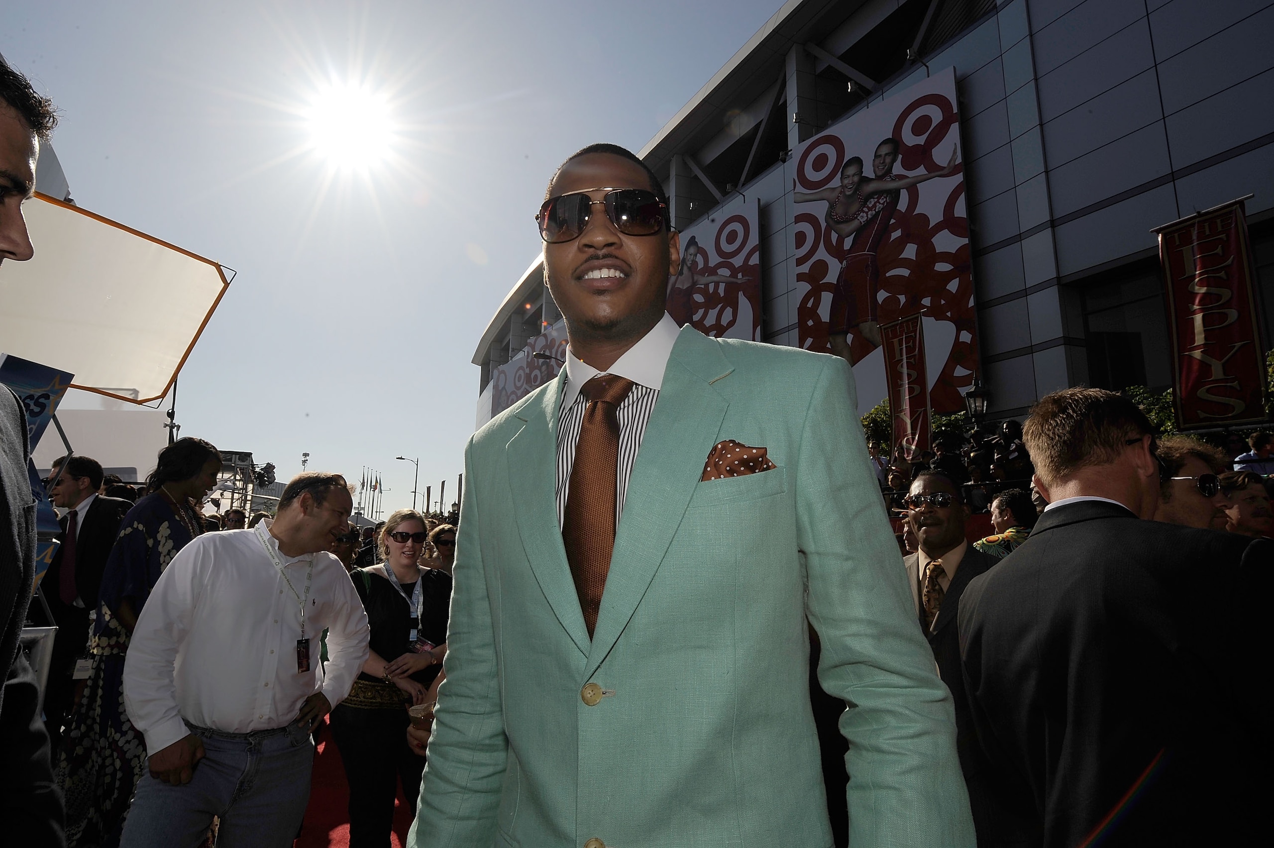 LOS ANGELES, CA - JULY 15:  NBA player Carmelo Anthony arrives at the 2009 ESPY Awards held at Nokia Theatre LA Live on July 15, 2009 in Los Angeles, California. The 17th annual ESPYs will air on Sunday, July 19 at 9PM ET on ESPN.  (Photo by Kevork Djanse