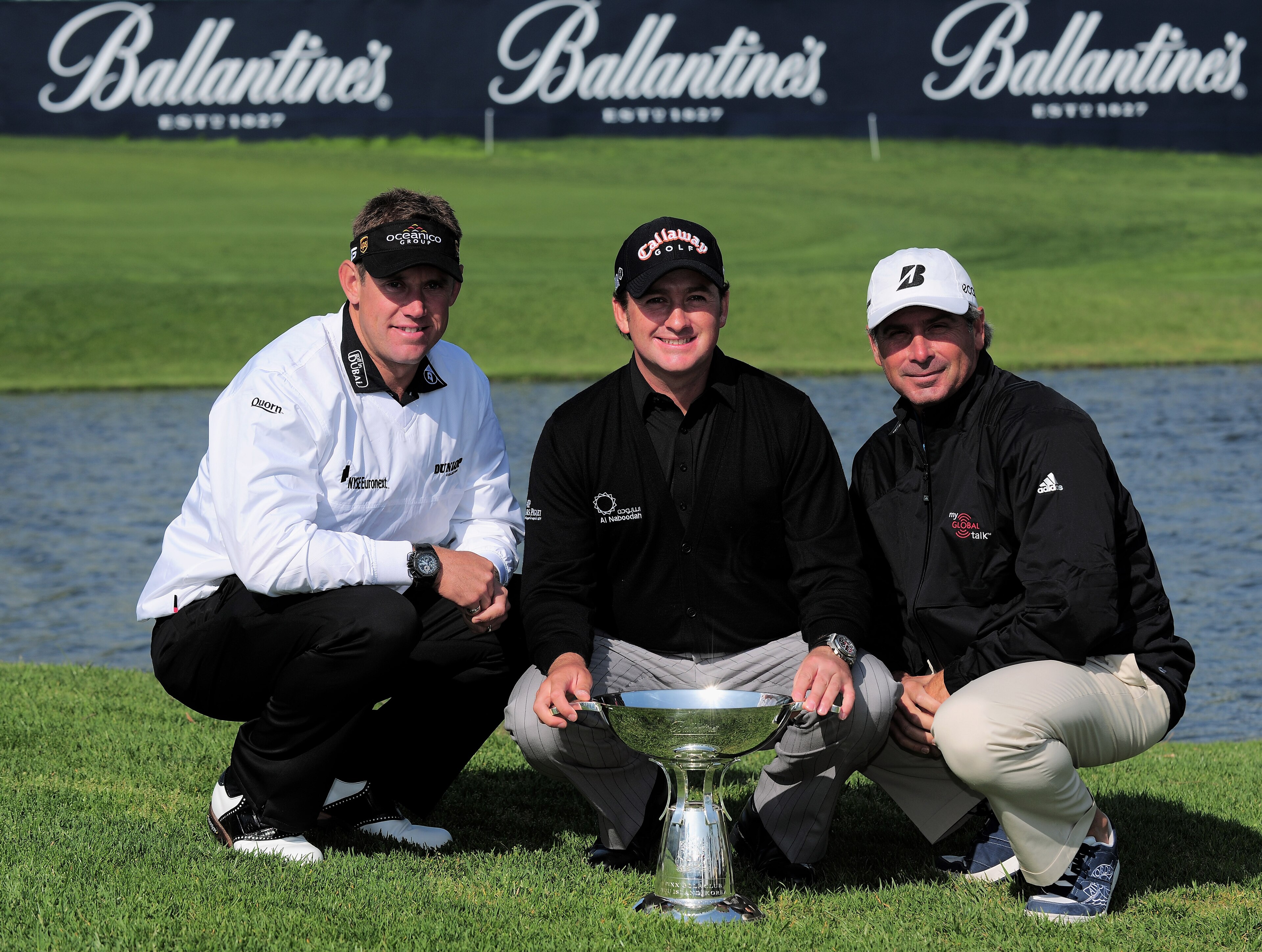 JEJU, SOUTH KOREA - APRIL 21: Lee Westwood of England, Graeme McDowell of Northern Ireland and Fred Couples of USA and Lee Westwood of England pose for a picture prior to the start of the Ballantine's Championship at Pinx Golf Club on April 21, 2009 on J JEJU, SOUTH KOREA - APRIL 21: Lee Westwood of England, Graeme McDowell of Northern Ireland and Fred Couples of USA and Lee Westwood of England pose for a picture prior to the start of the Ballantine's Championship at Pinx Golf Club on April 21, 2009 on J