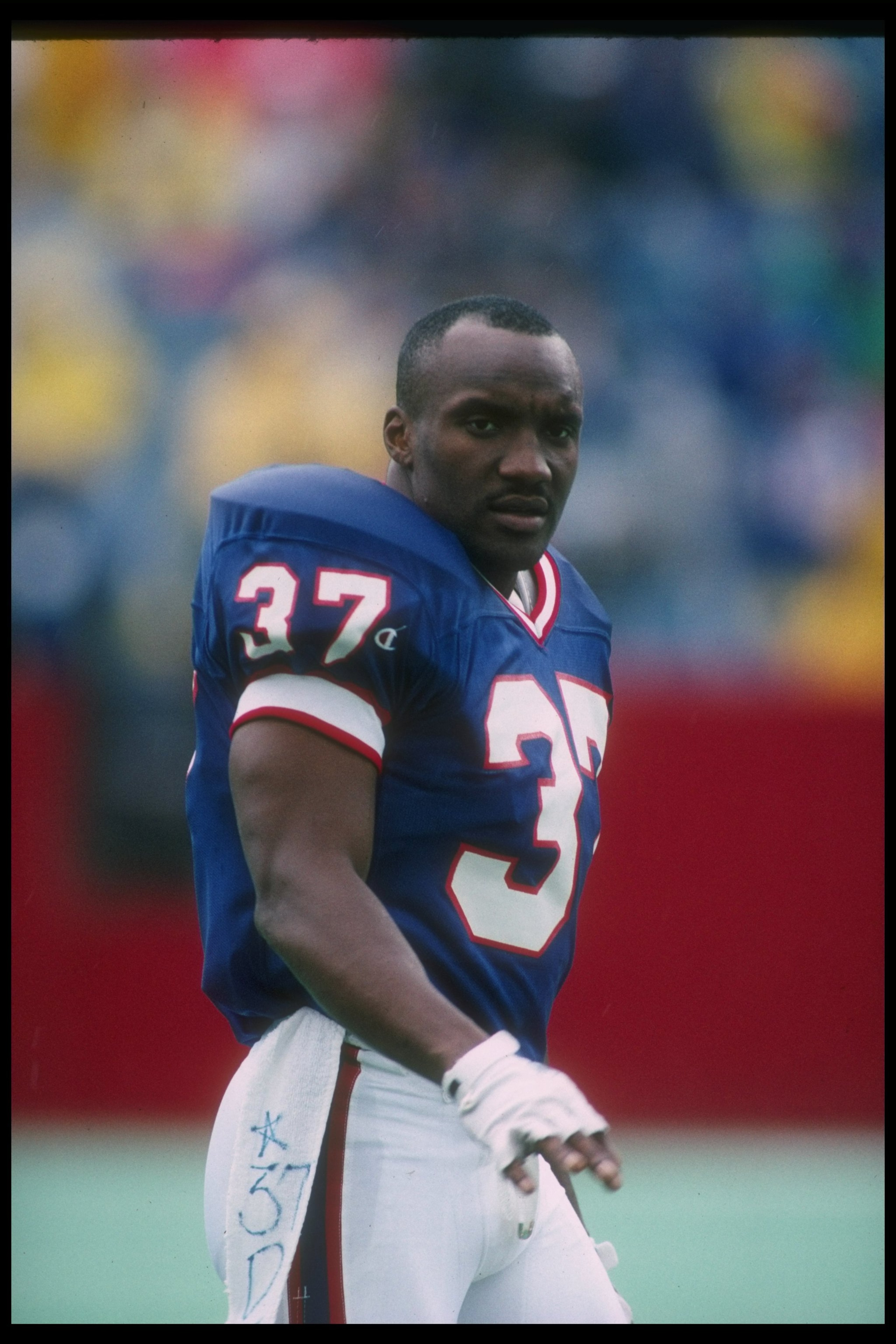 30 Sep 1990: Defensive back Nate Odomes of the Buffalo Bills looks on during a game against the Denver Broncos at Rich Stadium in Orchard Park, New York. The Bills won the game, 29-28.
