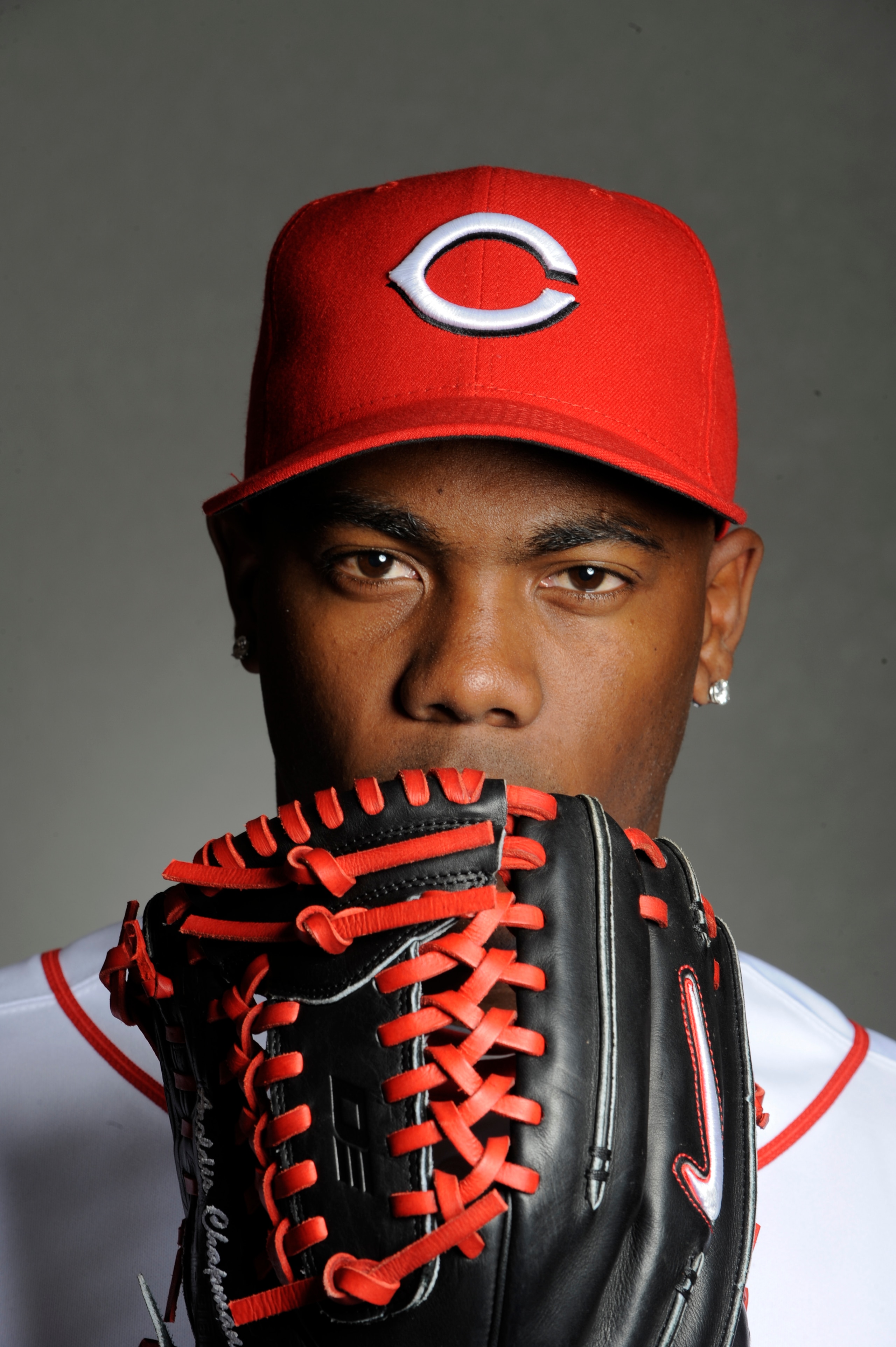 GOODYEAR, AZ - FEBRUARY 20: Aroldis Chapman #54 of the Cincinnati Reds poses during the Cincinnati Reds photo day at the Cincinnati Reds Spring Training Complex on February 20, 2011 in Goodyear, Arizona. (Photo by Rob Tringali/Getty Images)