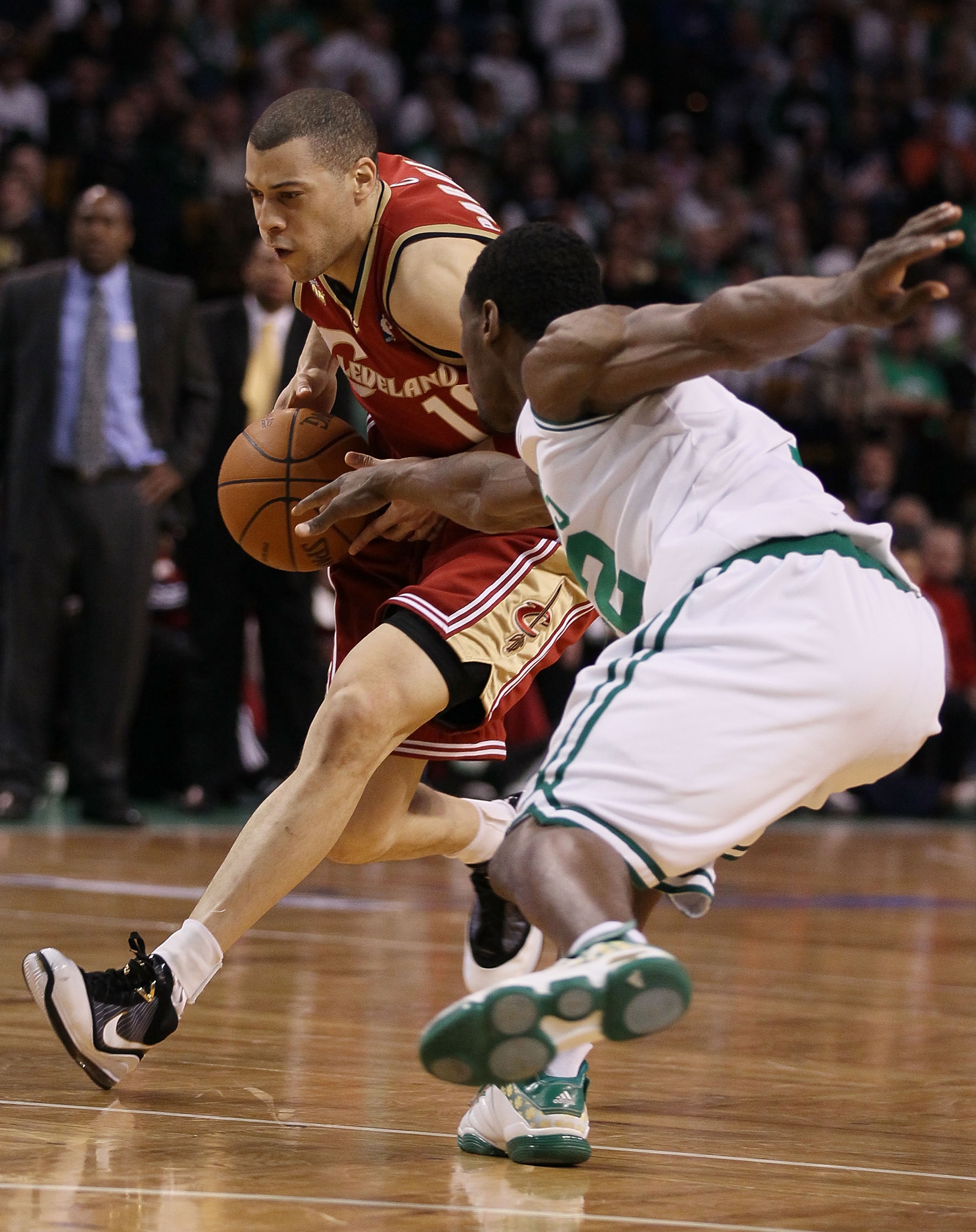 BOSTON - MAY 13: Anthony Parker #18 of the Cleveland Cavaliers tries to keep the ball from Tony Allen #42 of the Boston Celtics during Game Six of the Eastern Conference Semifinals of the 2010 NBA playoffs at TD Garden on May 13, 2010 in Boston, Massachu BOSTON - MAY 13: Anthony Parker #18 of the Cleveland Cavaliers tries to keep the ball from Tony Allen #42 of the Boston Celtics during Game Six of the Eastern Conference Semifinals of the 2010 NBA playoffs at TD Garden on May 13, 2010 in Boston, Massachu