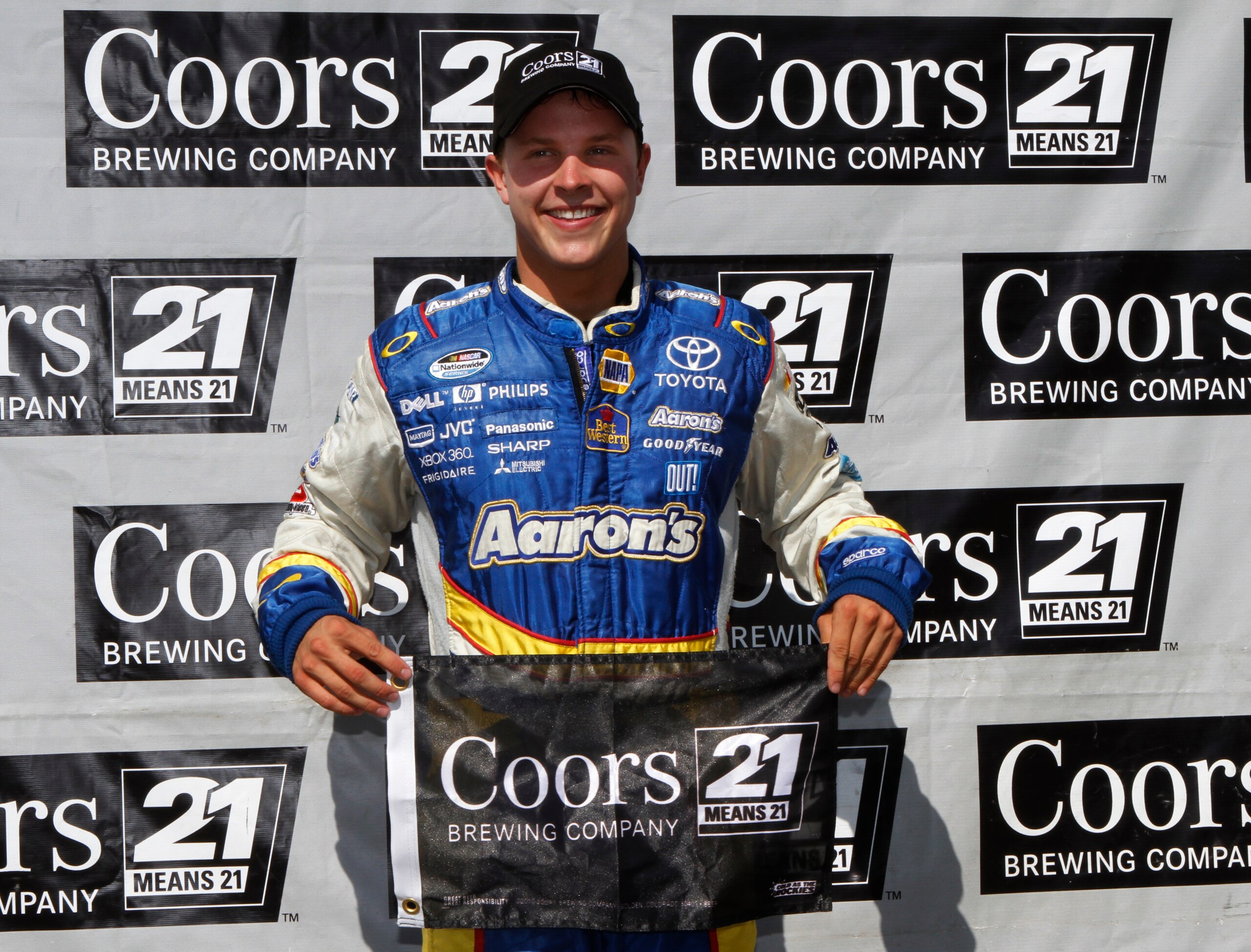 NEWTON, IA - JULY 31: Trevor Bayne, driver of the #99 Aaron's Dream Machine Toyota, wins the Coors Light Pole Award during qualifying for the NASCAR Nationwide Series U.S. Cellular 250 at Iowa Speedway on July 31, 2010 in Newton, Iowa. (Photo by John Som NEWTON, IA - JULY 31: Trevor Bayne, driver of the #99 Aaron's Dream Machine Toyota, wins the Coors Light Pole Award during qualifying for the NASCAR Nationwide Series U.S. Cellular 250 at Iowa Speedway on July 31, 2010 in Newton, Iowa. (Photo by John Som