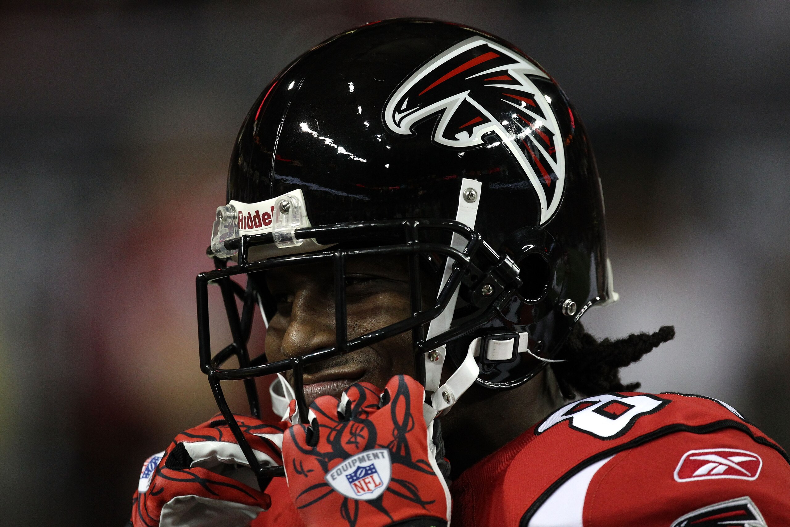 ATLANTA, GA - JANUARY 15:  Roddy WHite #84 of the Atlanta Falcons looks on during warm ups against the Green Bay Packers during their 2011 NFC divisional playoff game at Georgia Dome on January 15, 2011 in Atlanta, Georgia.  (Photo by Streeter Lecka/Getty