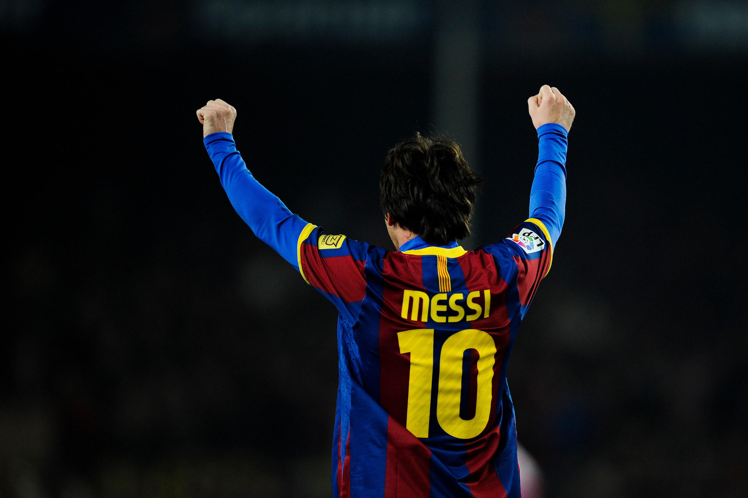 BARCELONA, SPAIN - FEBRUARY 05: Lionel Messi of Barcelona celebrates after scoring his team's second goal during the La Liga match between Barcelona and Atletico de Madrid at Camp Nou on February 5, 2011 in Barcelona, Spain. (Photo by David Ramos/Getty BARCELONA, SPAIN - FEBRUARY 05: Lionel Messi of Barcelona celebrates after scoring his team's second goal during the La Liga match between Barcelona and Atletico de Madrid at Camp Nou on February 5, 2011 in Barcelona, Spain. (Photo by David Ramos/Getty