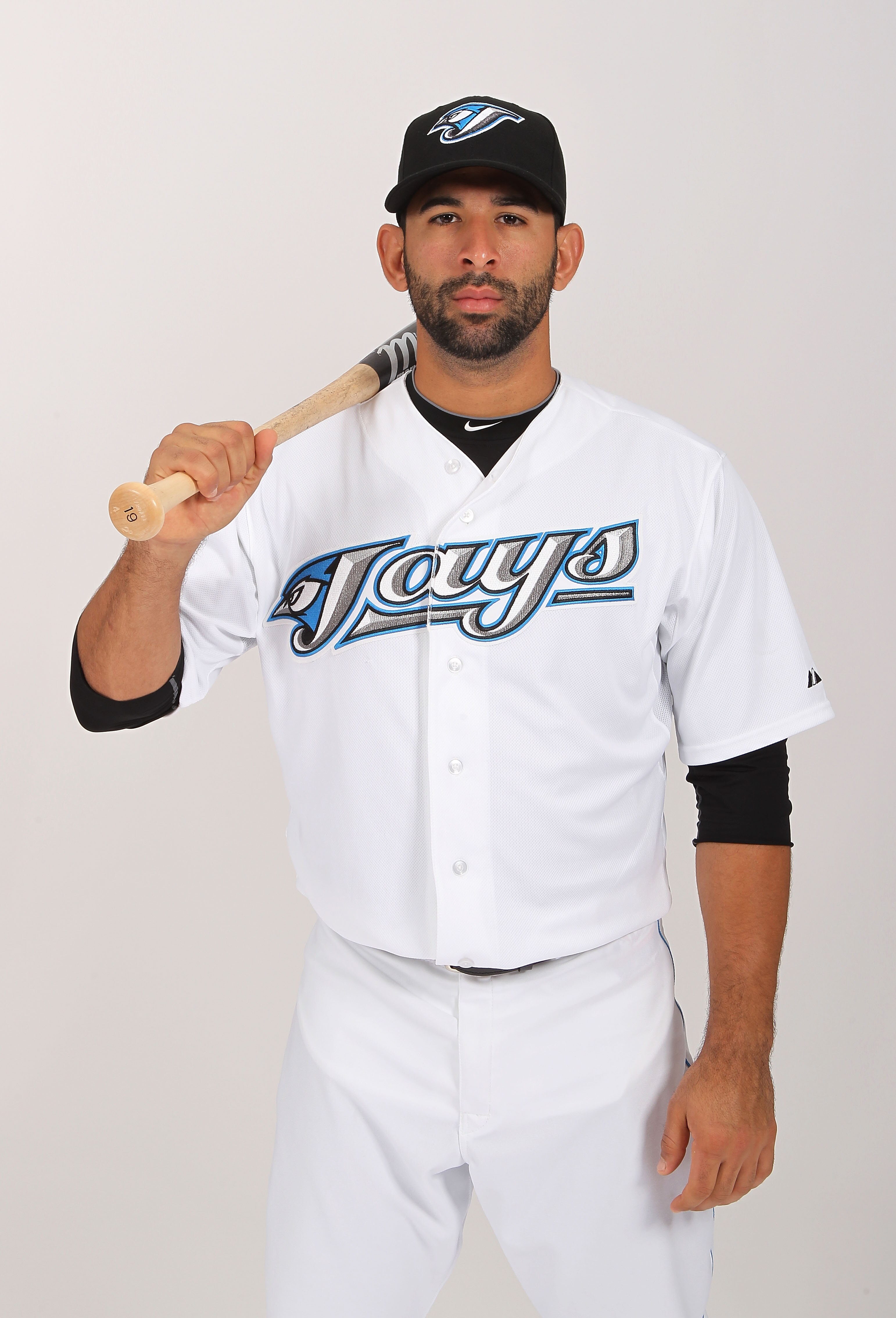 DUNEDIN, FL - FEBRUARY 20:  Jose Bautista #19 of the Toronto Blue Jays poses during photo day at Florida Auto Exchange Stadium on February 20, 2011 in Dunedin, Florida.  (Photo by Nick Laham/Getty Images)