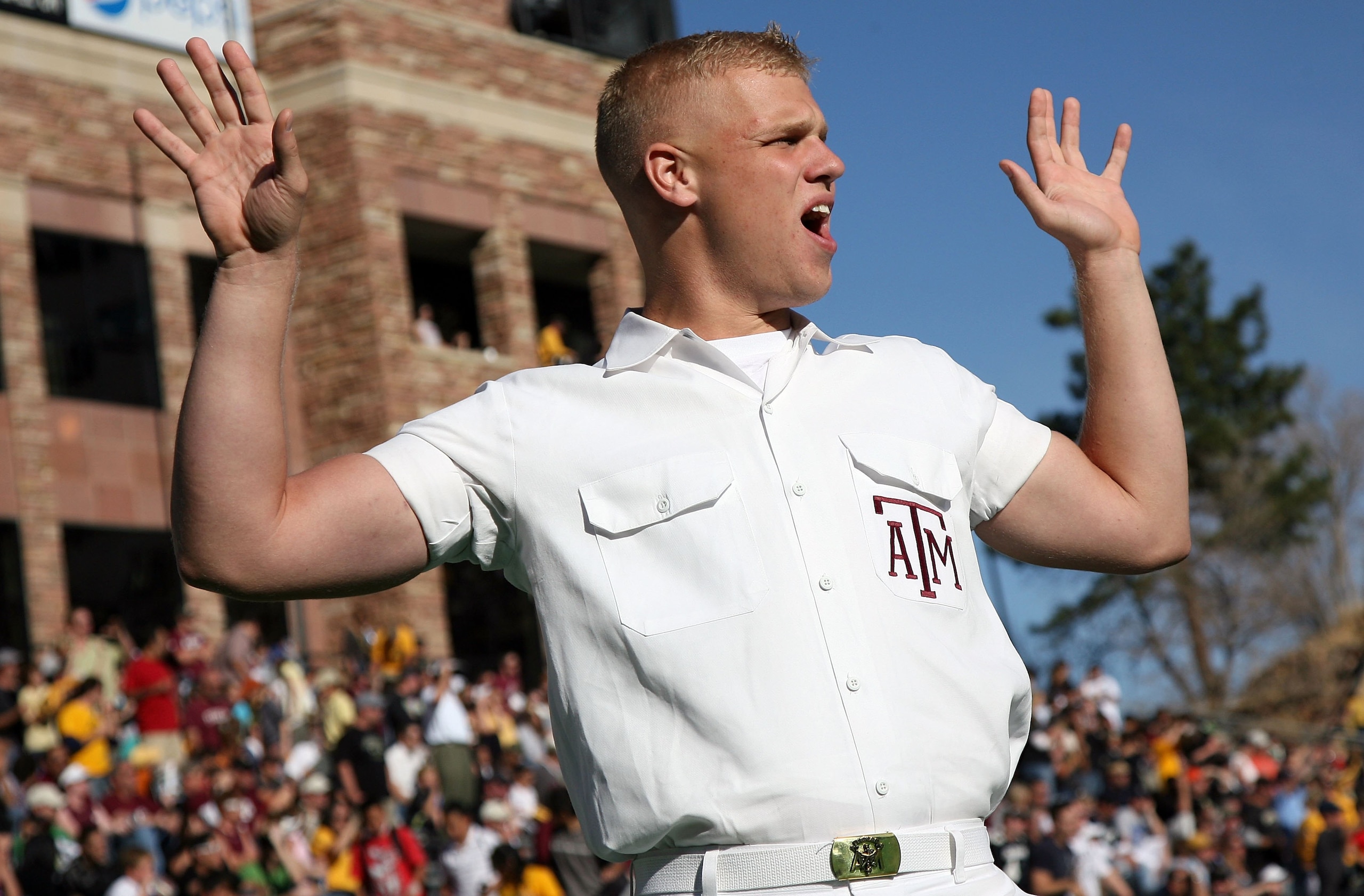 BOULDER, CO - NOVEMBER 07:  The 12th Man supporters of the Texas A&M Aggies support their team against the Colorado Buffaloes during NCAA college football action at Folsom Field on November 7, 2009 in Boulder, Colorado. Colorado defeated Texas A&M 35-34.