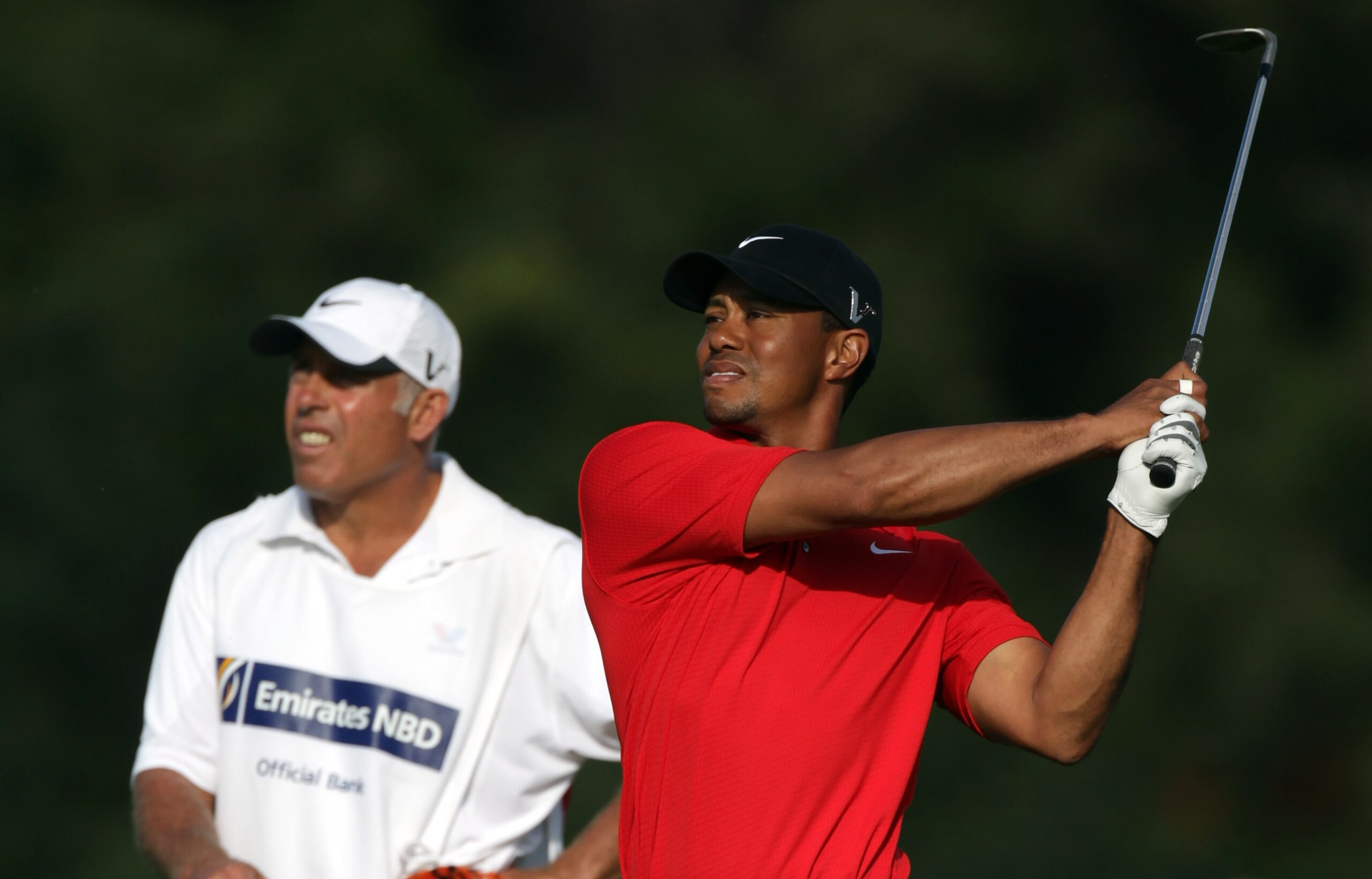 DUBAI, UNITED ARAB EMIRATES - FEBRUARY 13:  Tiger Woods of the USA during the final round of the Omega Dubai Desert Classic on the Majlis course at the Emirates Golf Club on February 13, 2011 in Dubai, United Arab Emirates.  (Photo by Ross Kinnaird/Getty