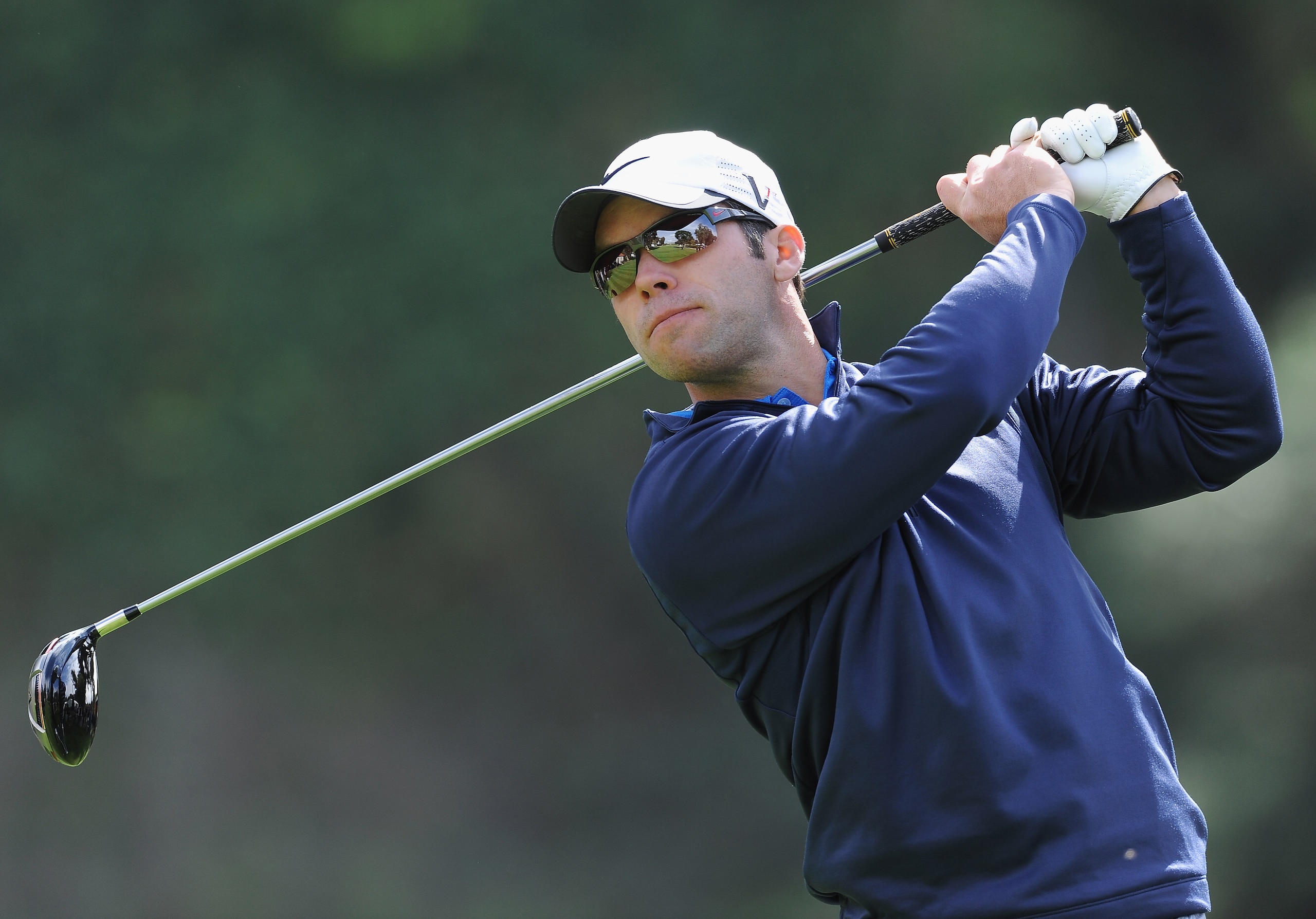 PACIFIC PALISADES, CA - FEBRUARY 19:  Paul Casey of England plays his tee shot on the nineth hole during the third round of the Northern Trust Open at Riviera Country Club on February 19, 2011 in Pacific Palisades, California.  (Photo by Stuart Franklin/G
