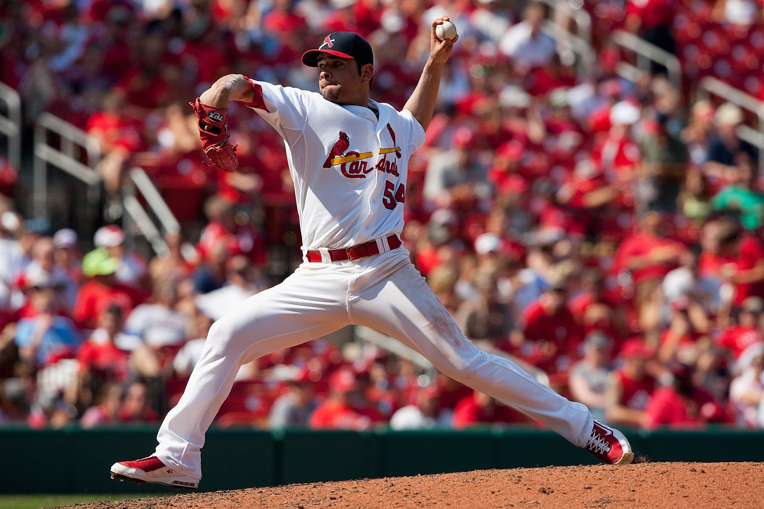 ST. LOUIS - AUGUST 22: Starter Jaime Garcia #54 of the St. Louis Cardinals pitches against the San Francisco Giants at Busch Stadium on August 22, 2010 in St. Louis, Missouri. (Photo by Dilip Vishwanat/Getty Images) ST. LOUIS - AUGUST 22: Starter Jaime Garcia #54 of the St. Louis Cardinals pitches against the San Francisco Giants at Busch Stadium on August 22, 2010 in St. Louis, Missouri. (Photo by Dilip Vishwanat/Getty Images)