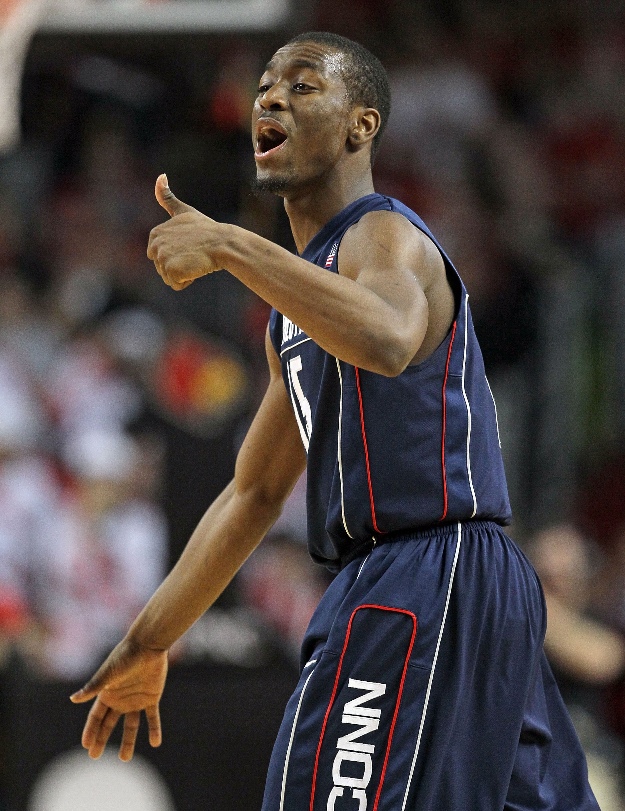 LOUISVILLE, KY - FEBRUARY 01: Kemba Walker #15 of the Connecticut Huskies reacts during the Big East Conference game against the Louisville Cardinals on February 1, 2010 at Freedom Hall in Louisville, Kentucky. (Photo by Andy Lyons/Getty Images) LOUISVILLE, KY - FEBRUARY 01: Kemba Walker #15 of the Connecticut Huskies reacts during the Big East Conference game against the Louisville Cardinals on February 1, 2010 at Freedom Hall in Louisville, Kentucky. (Photo by Andy Lyons/Getty Images)
