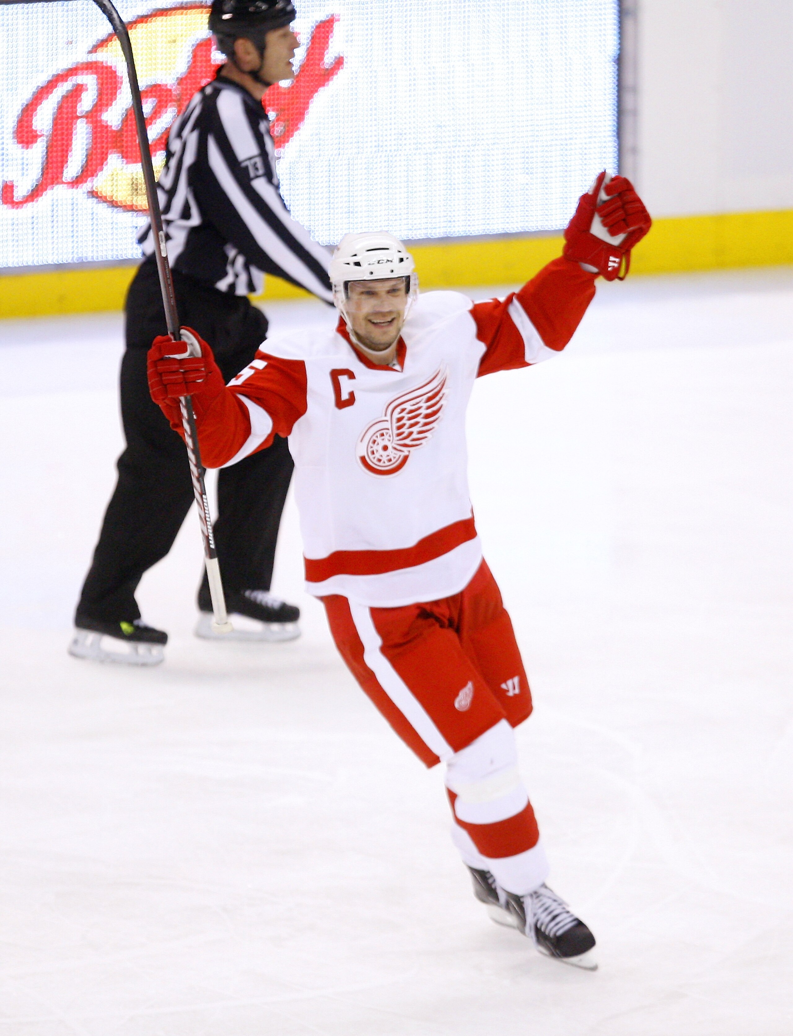 OTTAWA, ON - FEBRUARY 02:  Nicklas Lidstrom #5 of the Detroit Red Wings celebrates a teammates goal against the Ottawa Senators in a game at Scotiabank Place on February 2, 2011 in Ottawa, Canada.  (Photo by Phillip MacCallum/Getty Images)