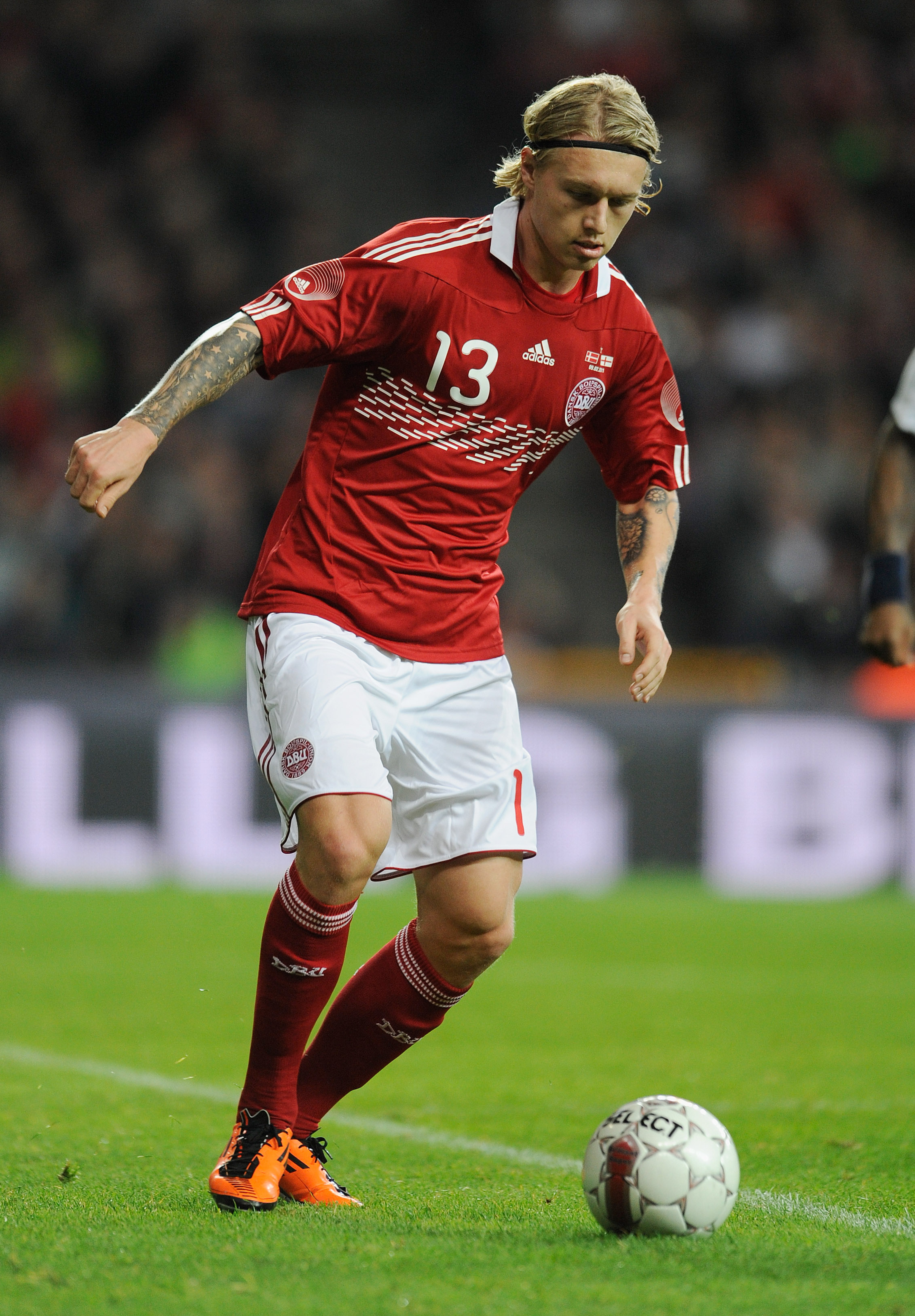 COPENHAGEN, DENMARK - FEBRUARY 09: Simon Kjaer of Denmark in action during the international friendly match between Denmark and England at Parken Stadium on February 9, 2011 in Copenhagen, .  (Photo by Michael Regan/Getty Images)