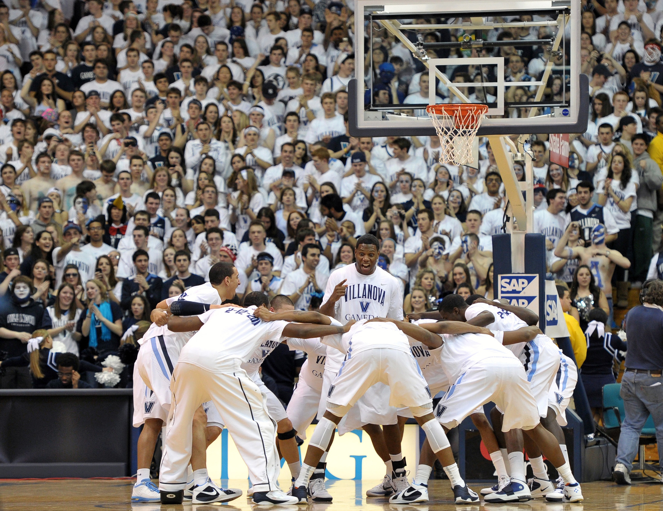 VILLANOVA, PA - FEBRUARY 12: Russell Wooten #12 of the Villanova Wildcats pumps up the team before the game against the Pittsburgh Panthers at The Pavilion on February 12, 2011 in Villanova, Pennsylvania. (Photo by Drew Hallowell/Getty Images) VILLANOVA, PA - FEBRUARY 12: Russell Wooten #12 of the Villanova Wildcats pumps up the team before the game against the Pittsburgh Panthers at The Pavilion on February 12, 2011 in Villanova, Pennsylvania. (Photo by Drew Hallowell/Getty Images)