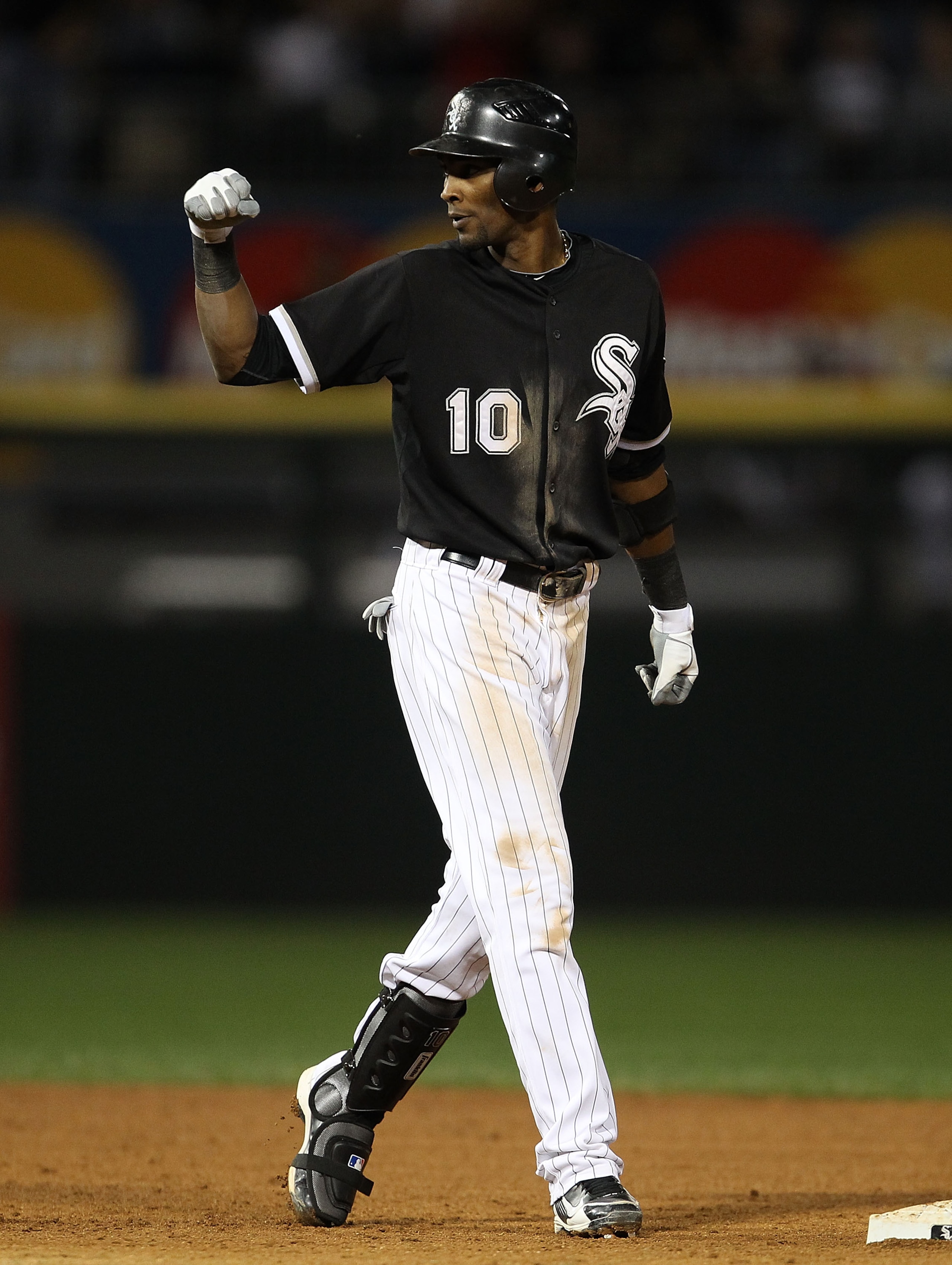 CHICAGO - SEPTEMBER 14: Alexei Ramirez #10 of the Chicago White Sox celebrates hitting a two-run single in the 5th inning against the Minnesota Twins at U.S. Cellular Field on September 14, 2010 in Chicago, Illinois. (Photo by Jonathan Daniel/Getty Images CHICAGO - SEPTEMBER 14: Alexei Ramirez #10 of the Chicago White Sox celebrates hitting a two-run single in the 5th inning against the Minnesota Twins at U.S. Cellular Field on September 14, 2010 in Chicago, Illinois. (Photo by Jonathan Daniel/Getty Images