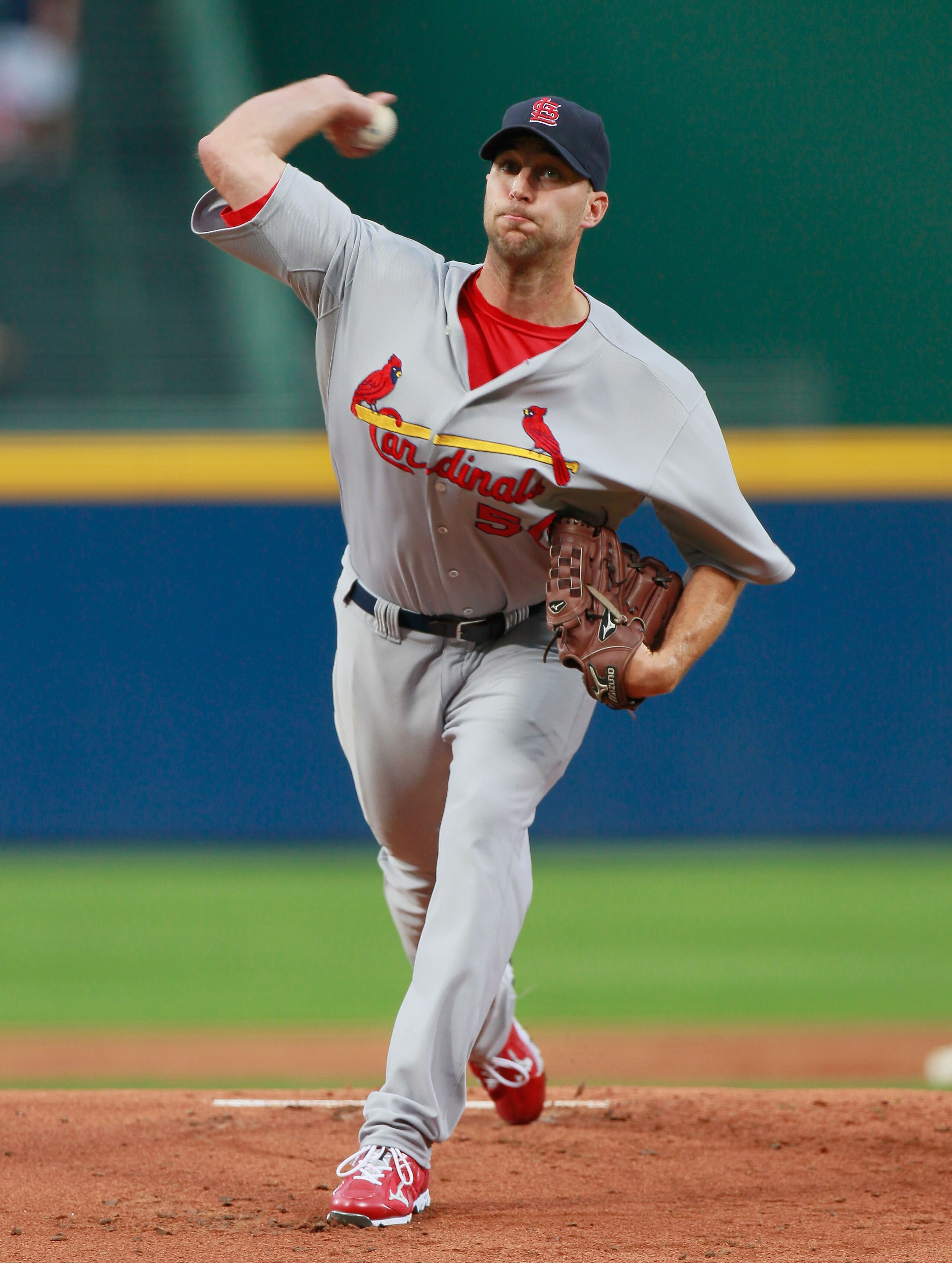 ATLANTA - SEPTEMBER 09:  Starting pitcher Adam Wainwright #50 of the St. Louis Cardinals against the Atlanta Braves at Turner Field on September 9, 2010 in Atlanta, Georgia.  (Photo by Kevin C. Cox/Getty Images)