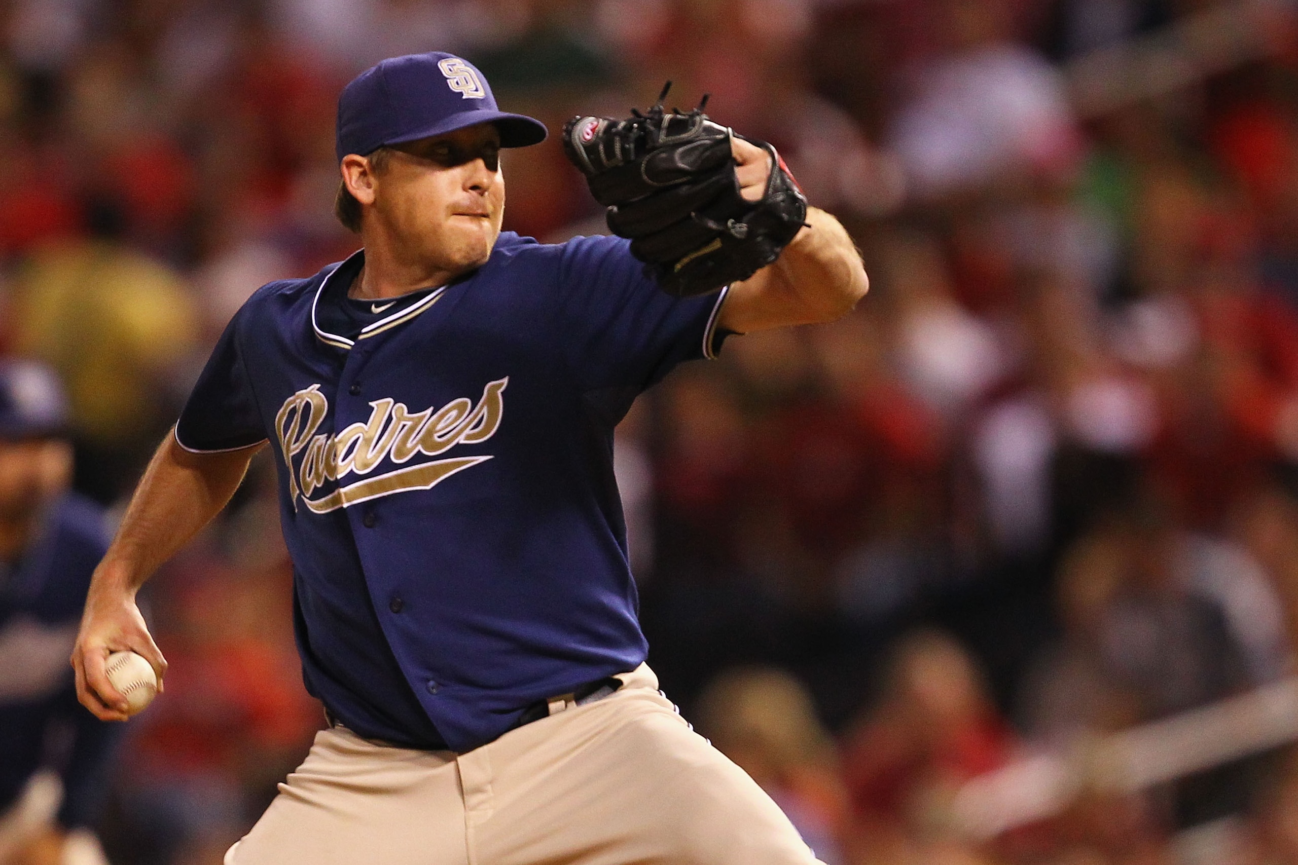 ST. LOUIS - SEPTEMBER 17: Reliever Kevin Correia #29 of the San Diego Padres pitches against the St. Louis Cardinals at Busch Stadium on September 17, 2010 in St. Louis, Missouri. The Cardinals beat the Padres 14-4. (Photo by Dilip Vishwanat/Getty Imag ST. LOUIS - SEPTEMBER 17: Reliever Kevin Correia #29 of the San Diego Padres pitches against the St. Louis Cardinals at Busch Stadium on September 17, 2010 in St. Louis, Missouri. The Cardinals beat the Padres 14-4. (Photo by Dilip Vishwanat/Getty Imag
