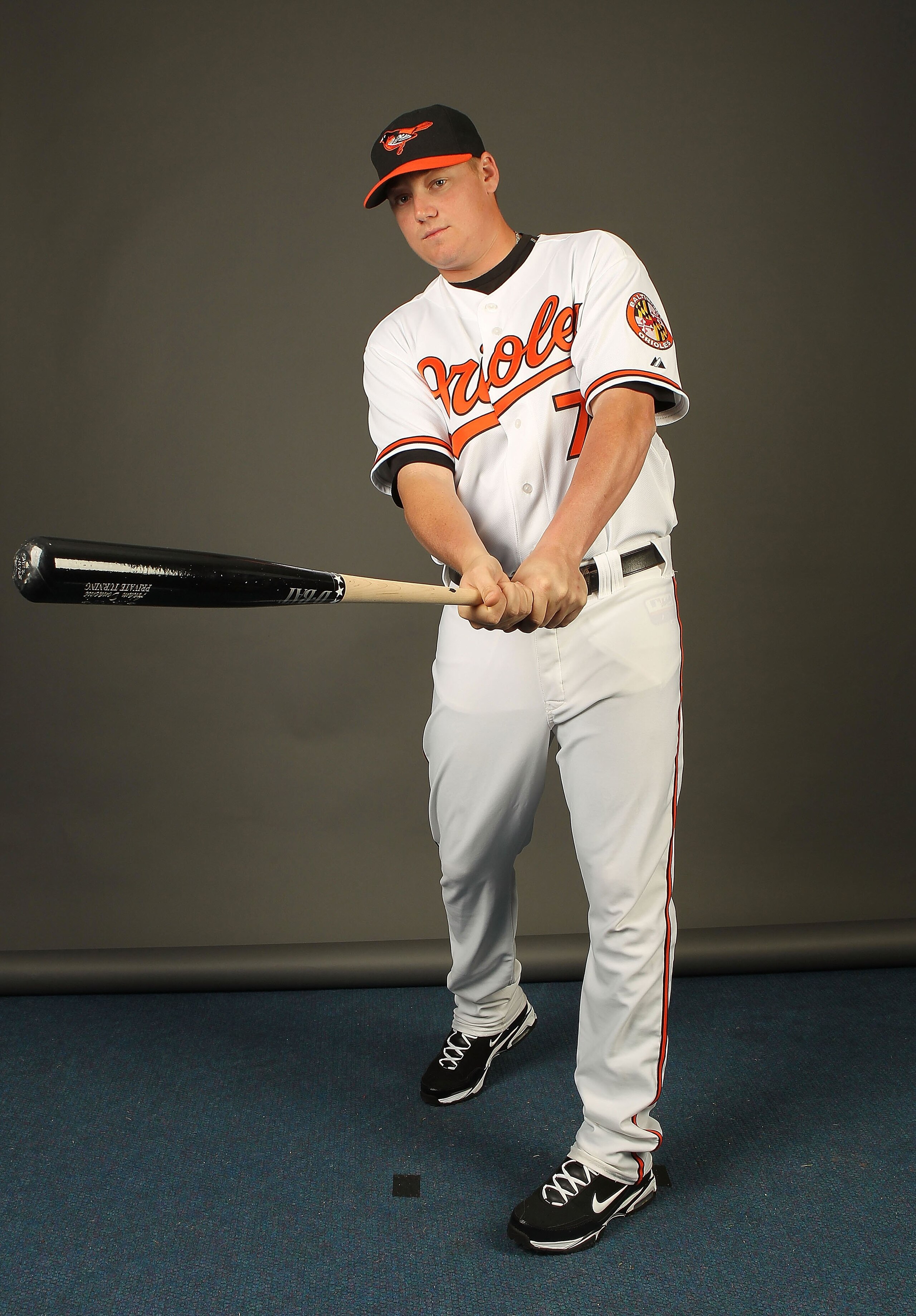 SARASOTA, FL - FEBRUARY 27:  Adam Donachie #79  of the Baltimore Orioles poses for a photo during Spring Training Media Photo Day at Ed Smith Stadium  on February 27, 2010 in Sarasota, Florida.  (Photo by Nick Laham/Getty Images)