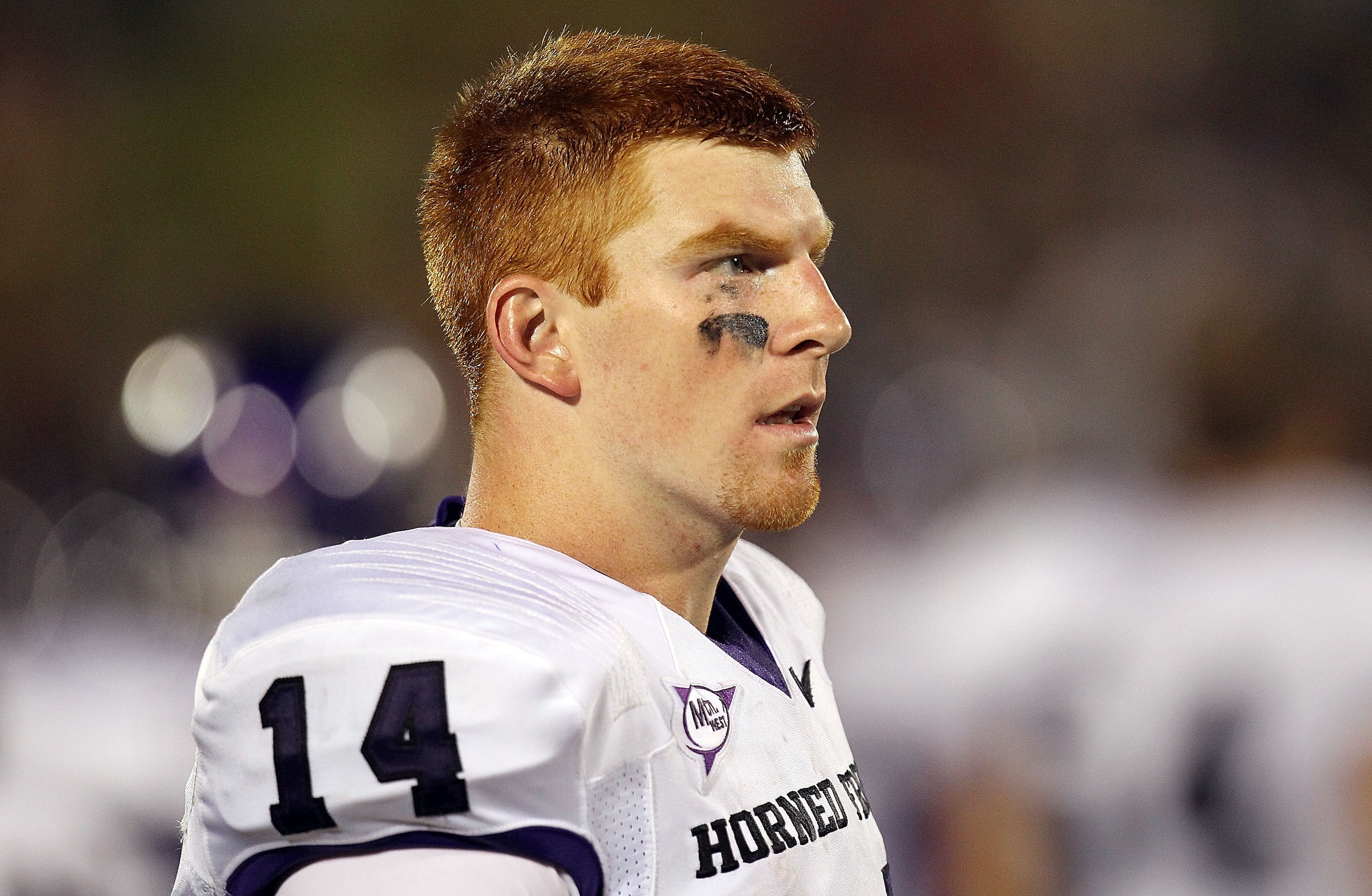 DALLAS - SEPTEMBER 24:  Quarterback Andy Dalton #14 of the TCU Horned Frogs at Gerald J. Ford Stadium on September 24, 2010 in Dallas, Texas.  (Photo by Ronald Martinez/Getty Images)