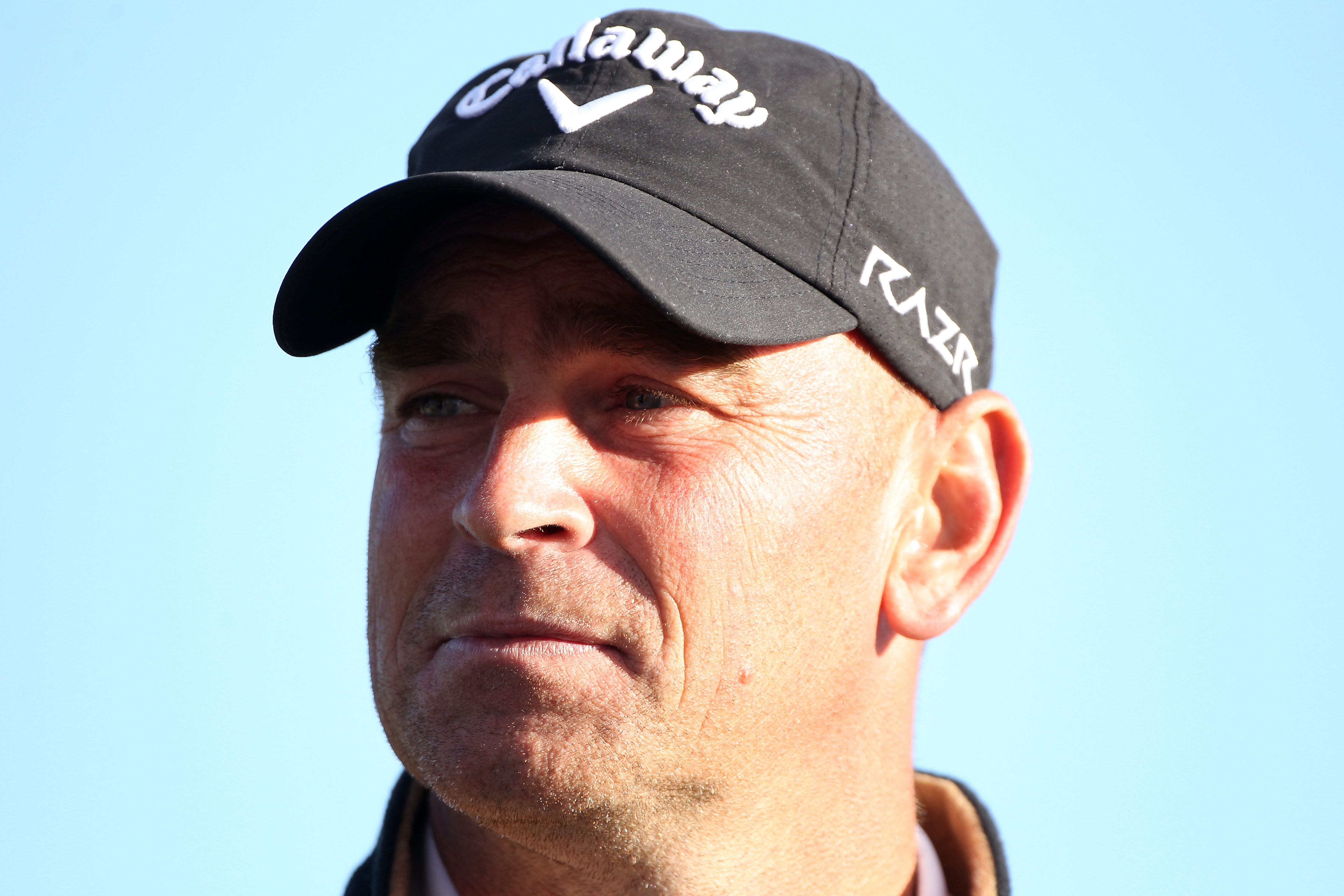 MARANA, AZ - FEBRUARY 23:  Thomas Bjorn of Denmark looks on after defeating Tiger Woods (not pictured) on the 19th hole during the first round of the Accenture Match Play Championship at the Ritz-Carlton Golf Club on February 23, 2011 in Marana, Arizona.