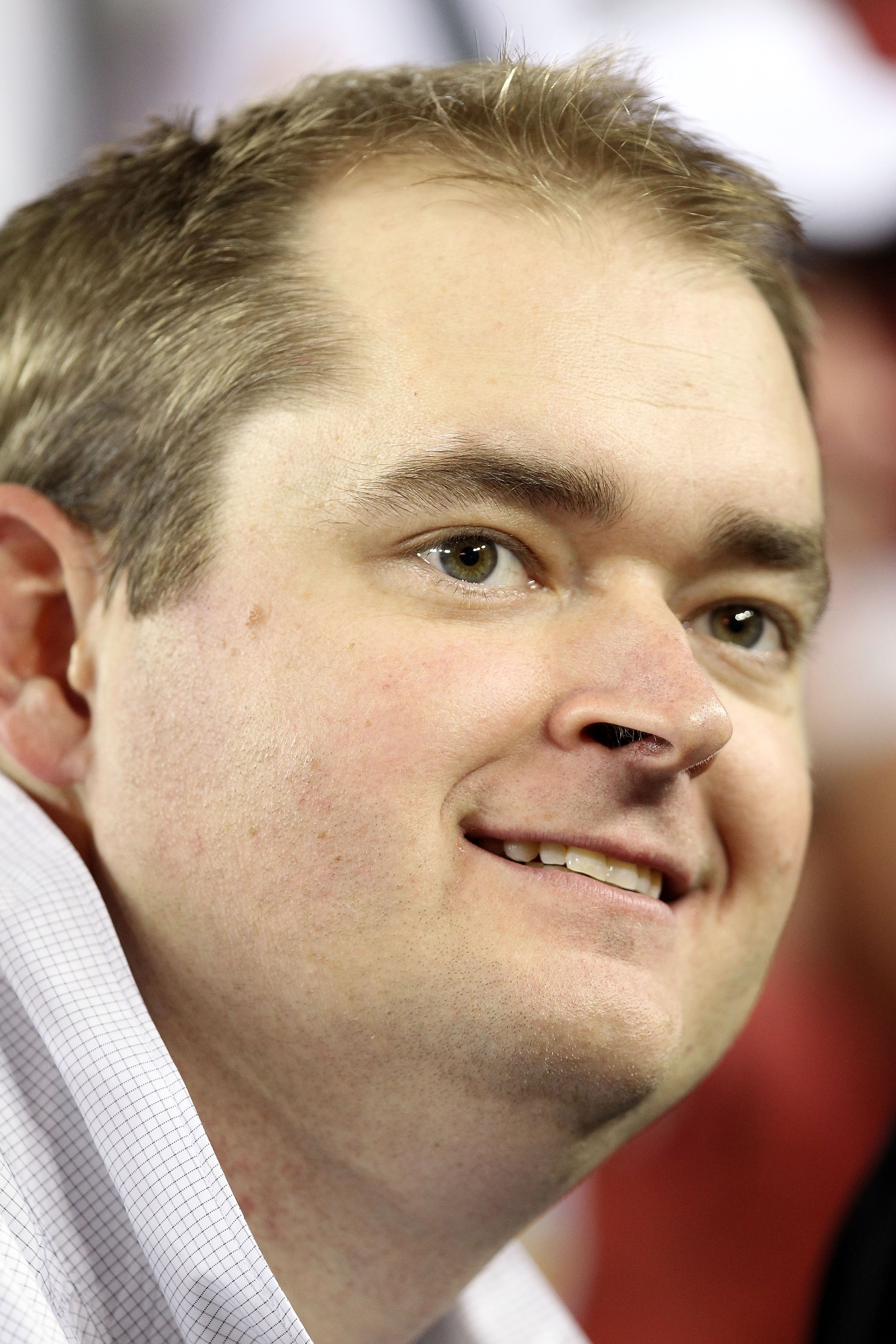GLENDALE, AZ - JANUARY 01:  Offensive coordinator Josh Heupel of the Oklahoma Sooners celebrates their 48-20 victory against the Connecticut Huskies in the Tostitos Fiesta Bowl at the Universtity of Phoenix Stadium on January 1, 2011 in Glendale, Arizona.