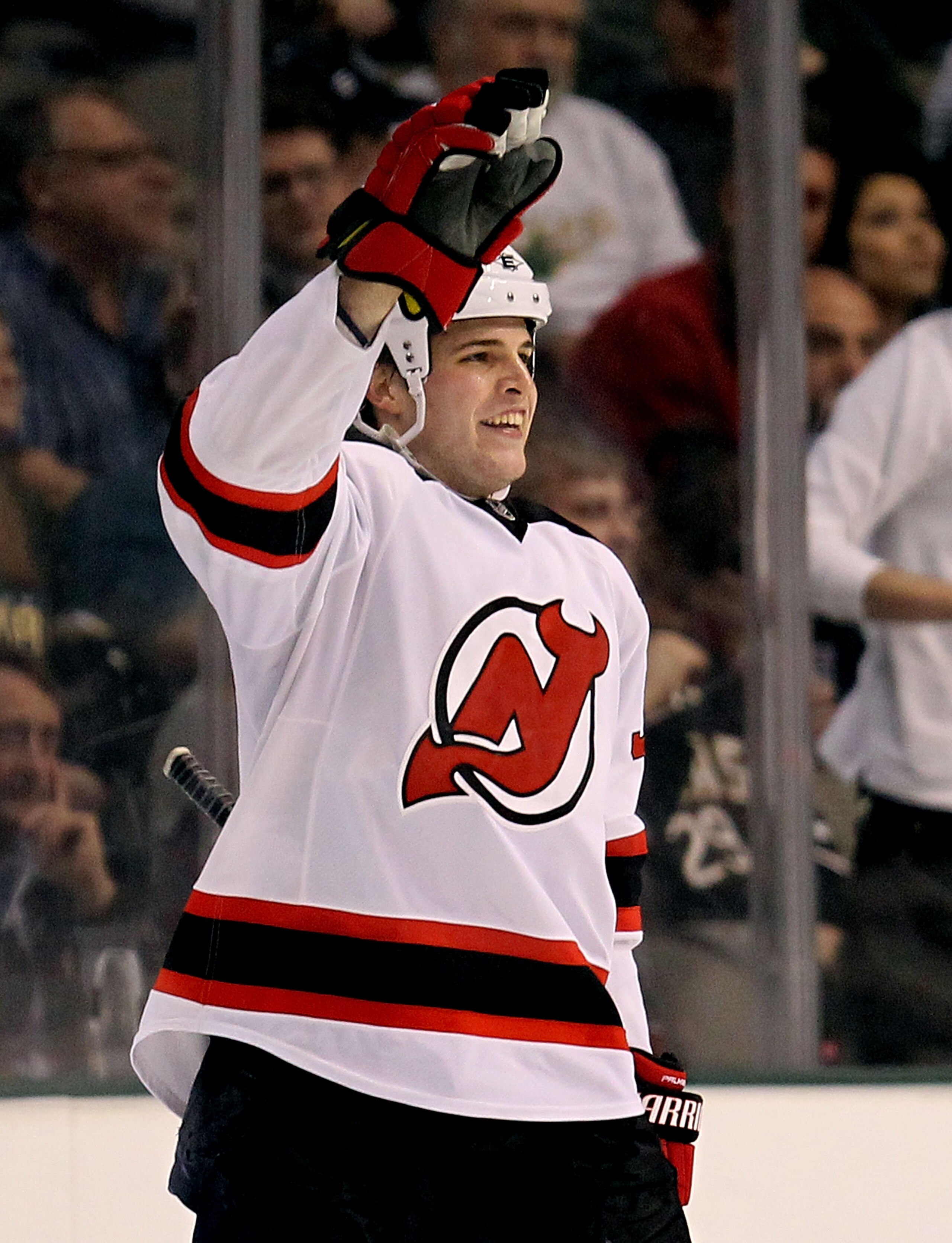 DALLAS, TX - FEBRUARY 22: Right wing Nick Palmieri #32 of the New Jersey Devils celebrates a goal against the Dallas Stars at American Airlines Center on February 22, 2011 in Dallas, Texas. (Photo by Ronald Martinez/Getty Images) DALLAS, TX - FEBRUARY 22: Right wing Nick Palmieri #32 of the New Jersey Devils celebrates a goal against the Dallas Stars at American Airlines Center on February 22, 2011 in Dallas, Texas. (Photo by Ronald Martinez/Getty Images)