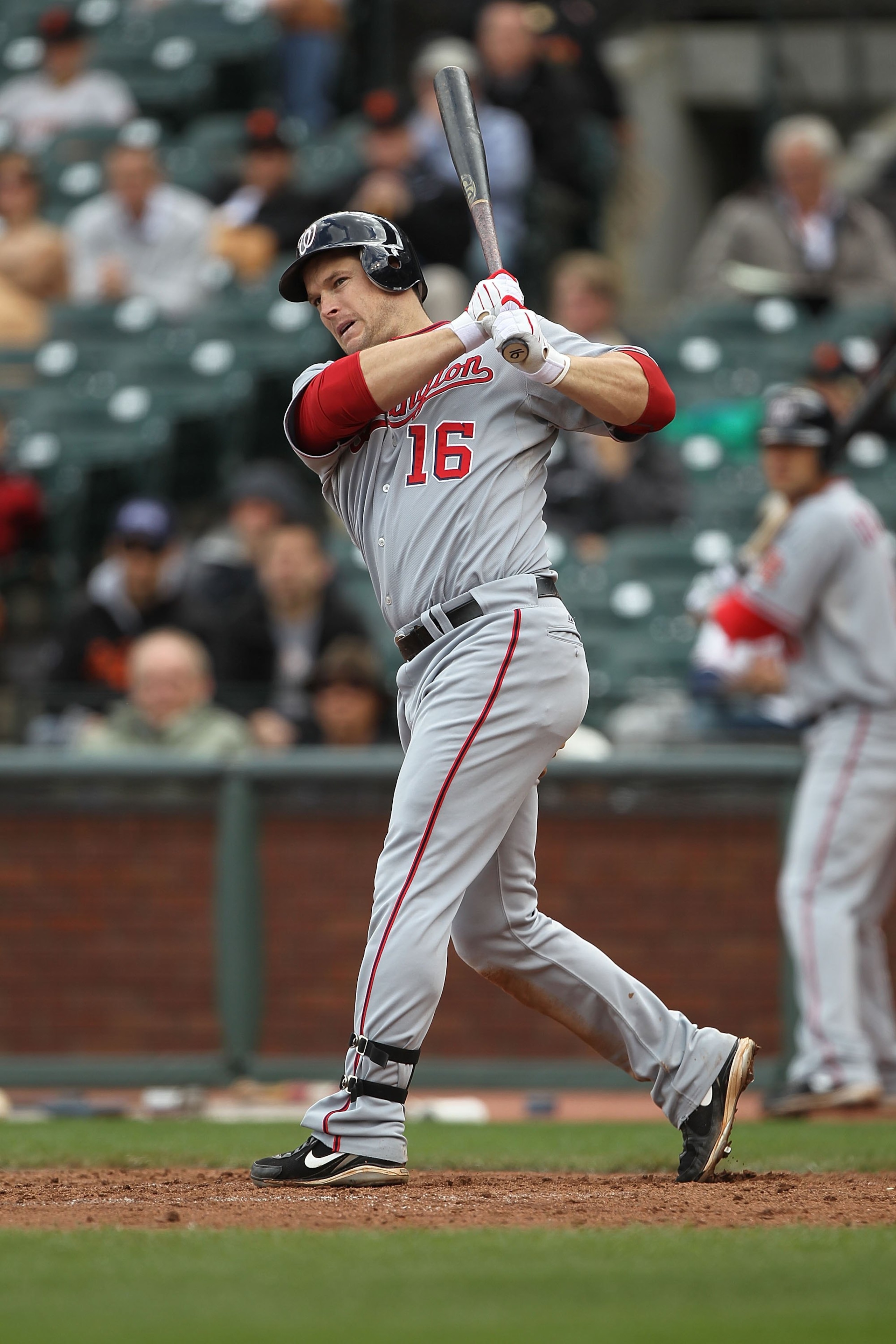 SAN FRANCISCO - MAY 27:  Josh Willingham #16 of the Washington Nationals bats against the San Francisco Giants during an MLB game at AT&T Park on May 27, 2010 in San Francisco, California.  (Photo by Jed Jacobsohn/Getty Images)