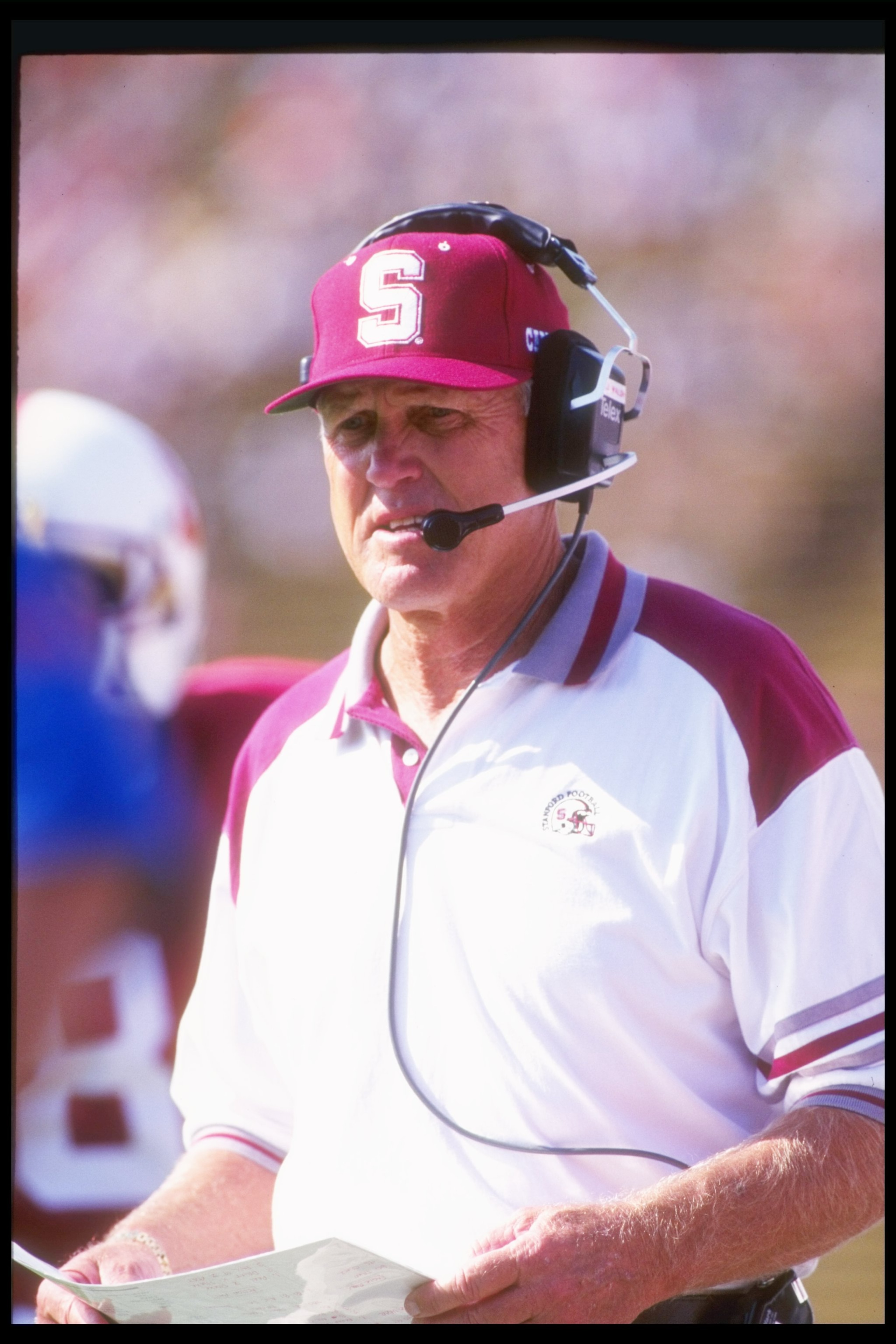 24 Sep 1994:  Coach Bill Walsh of the Stanford Cardinal watches his players during a game against the Arizona Wildcats at Stanford Stadium in Stanford, California.  Arizona won the game 34-10. Mandatory Credit: Otto Greule  /Allsport