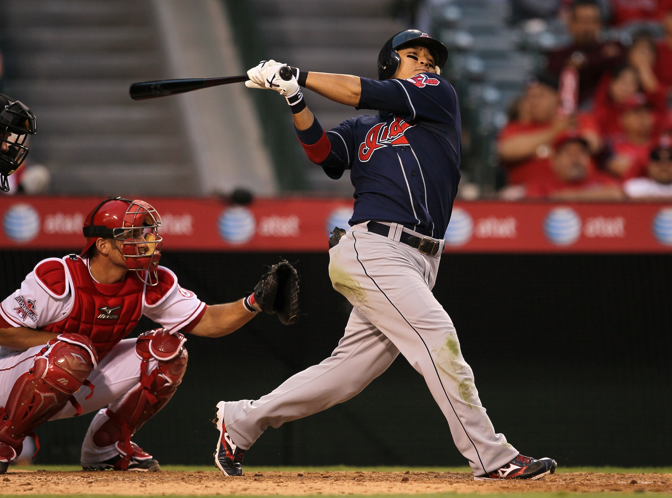 ANAHEIM, CA - SEPTEMBER 08:  Shin-Soo Choo #17 of the Cleveland Indian bats against the Los Angeles Angels of Anaheim on September 8, 2010 at Angel Stadium in Anaheim, California.   The Angels won 4-3 in 16 innings.  (Photo by Stephen Dunn/Getty Images)