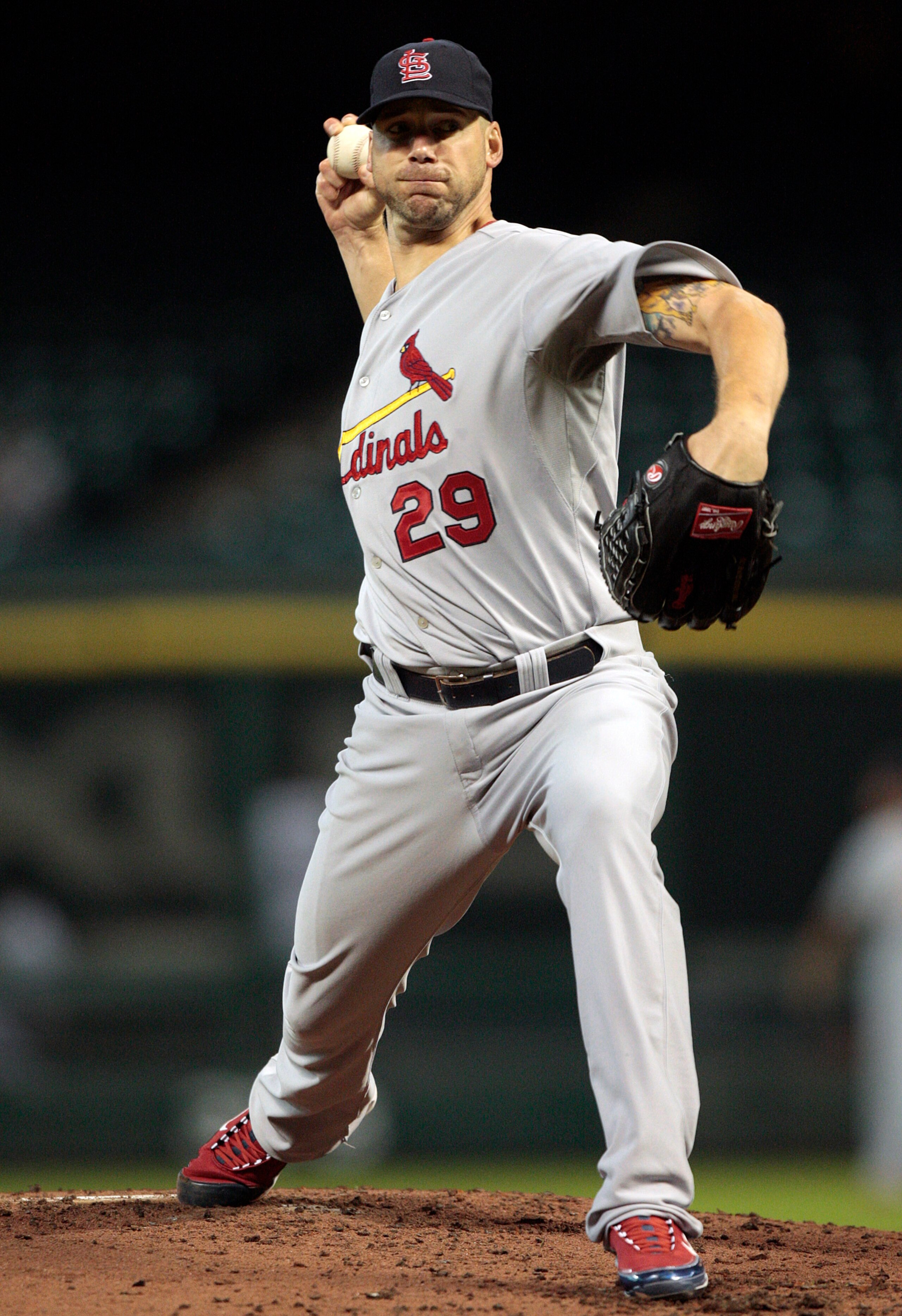 HOUSTON - AUGUST 31: Pitcher Chris Carpenter #29 of the St. Louis Cardinals throws against the Houston Astros at Minute Maid Park on August 31, 2010 in Houston, Texas. Houston won 3-0. (Photo by Bob Levey/Getty Images) HOUSTON - AUGUST 31: Pitcher Chris Carpenter #29 of the St. Louis Cardinals throws against the Houston Astros at Minute Maid Park on August 31, 2010 in Houston, Texas. Houston won 3-0. (Photo by Bob Levey/Getty Images)