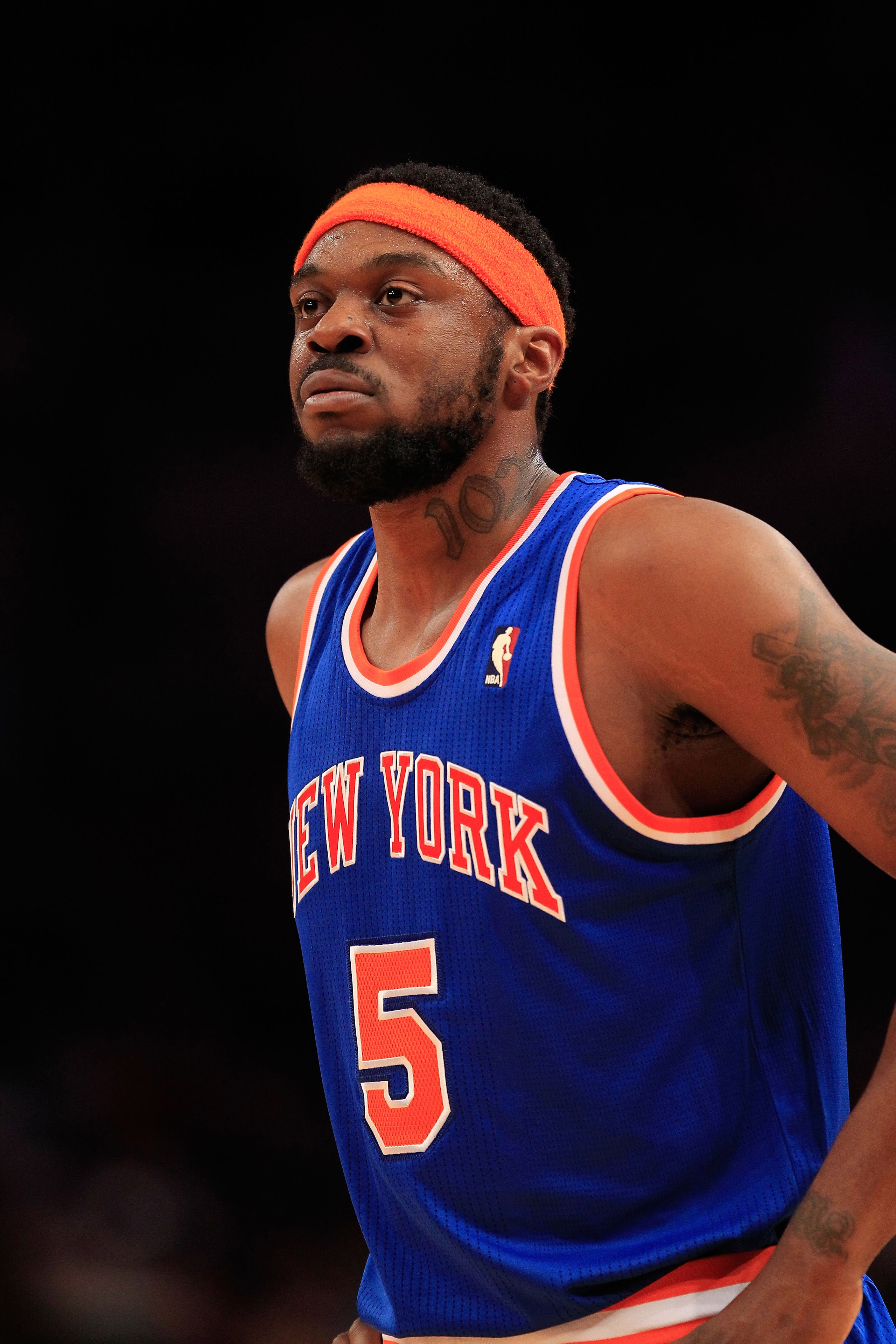 NEW YORK, NY - FEBRUARY 16:  Bill Walker #5 of the New York Knicks looks on against the Atlanta Hawks at Madison Square Garden on February 16, 2011 in New York City. NOTE TO USER: User expressly acknowledges and agrees that, by downloading and/or using th