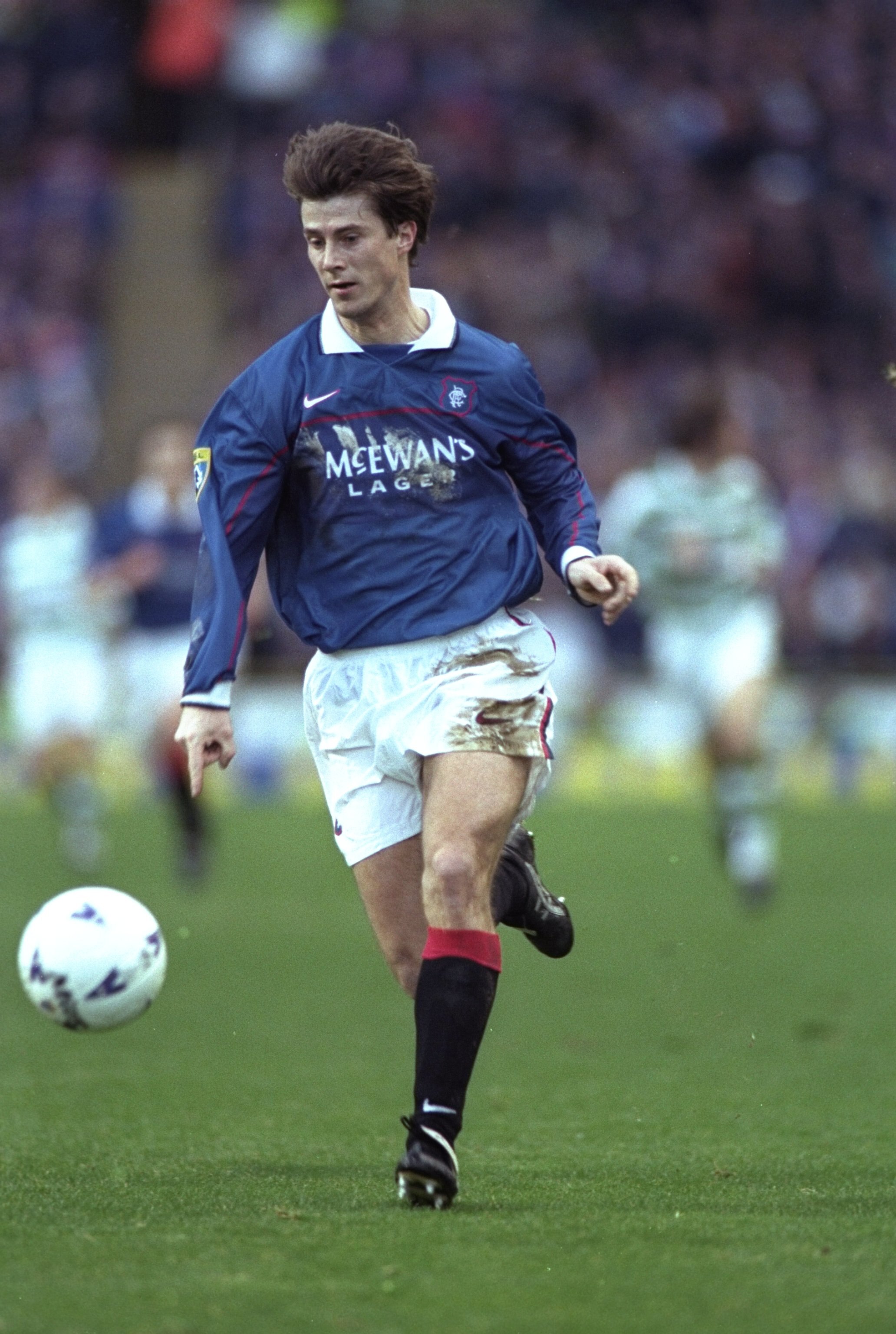 2 Jan 1998:  Brian Laudrop of Rangers in action during the Scottish FA Premier Leauge match against Celtic at Celtic Park in Glasgow, Scotland. Celtic won the match 2-0. \ Mandatory Credit: Stu Forster /Allsport