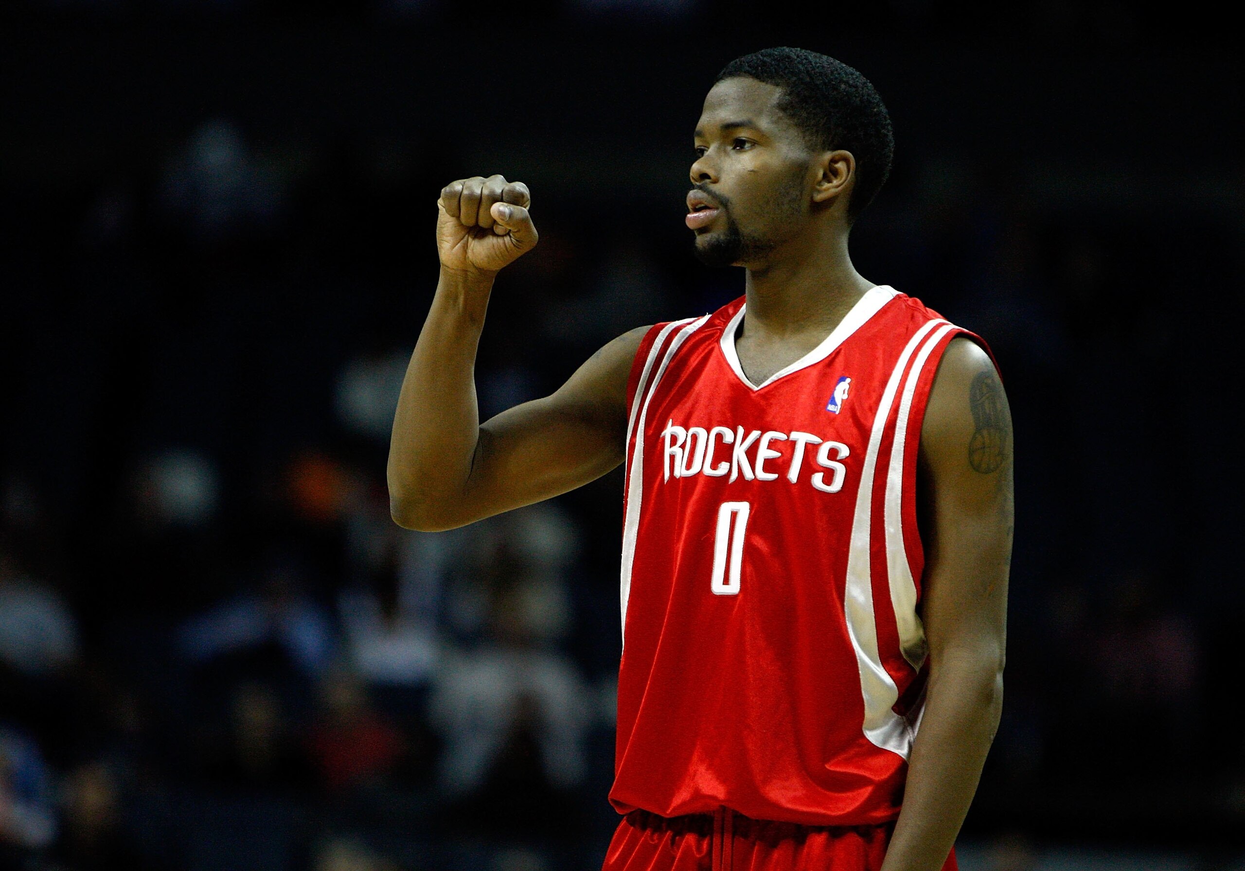 CHARLOTTE, NC - JANUARY 12:  Aaron Brooks #0 of the Houston Rockets reacts during the game against the Charlotte Bobcats on January 12, 2010 at Time Warner Cable Arena in Charlotte, North Carolina.  The Bobcats won 102-94.  NOTE TO USER: User expressly ac