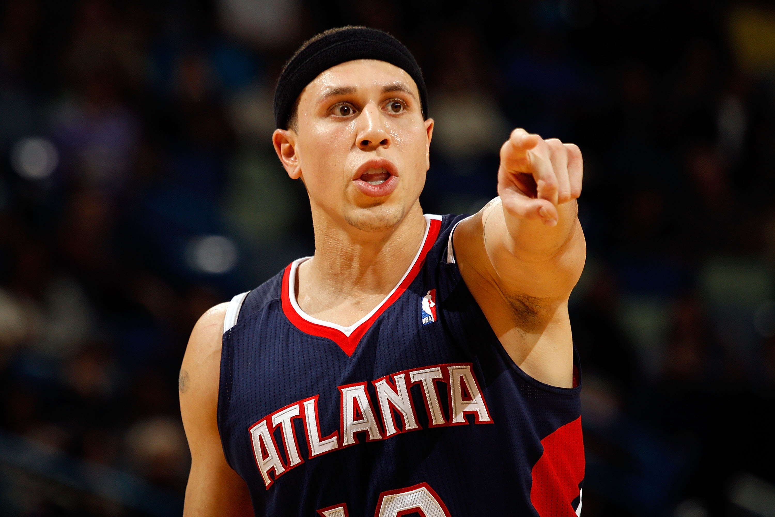 NEW ORLEANS, LA - DECEMBER 26:  Mike Bibby #10 of the Atlanta Hawks calls a play during the game against the New Orleans Hornets at the New Orleans Arena on December 26, 2010 in New Orleans, Louisiana.  The Hornets defeated the Hawks 93-86.  NOTE TO USER:
