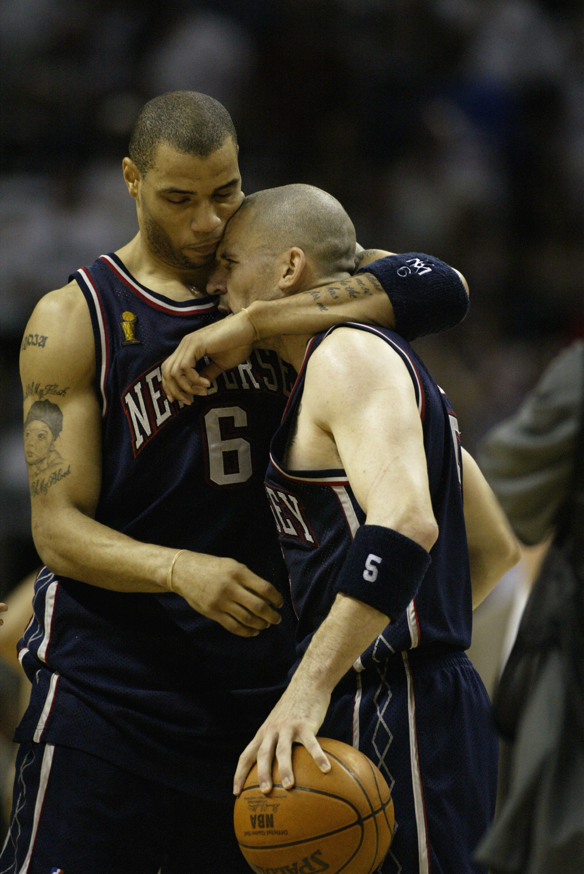 Kenyon Martin of the New Jersey Nets yells in Game four of the 2002 News  Photo - Getty Images