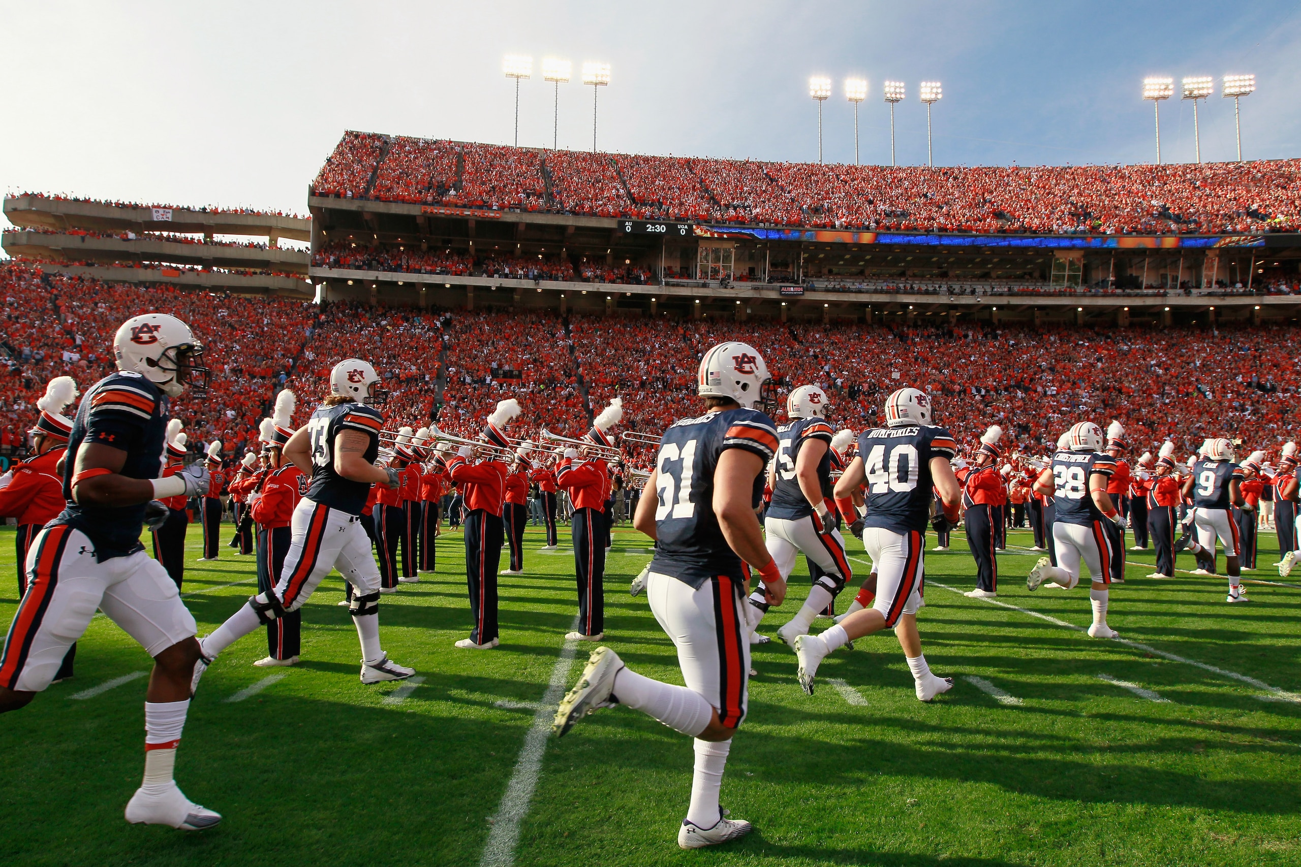 AUBURN, AL - NOVEMBER 13: The Auburn Tigers enter the field against the Georgia Bulldogs at Jordan-Hare Stadium on November 13, 2010 in Auburn, Alabama. (Photo by Kevin C. Cox/Getty Images) AUBURN, AL - NOVEMBER 13: The Auburn Tigers enter the field against the Georgia Bulldogs at Jordan-Hare Stadium on November 13, 2010 in Auburn, Alabama. (Photo by Kevin C. Cox/Getty Images)