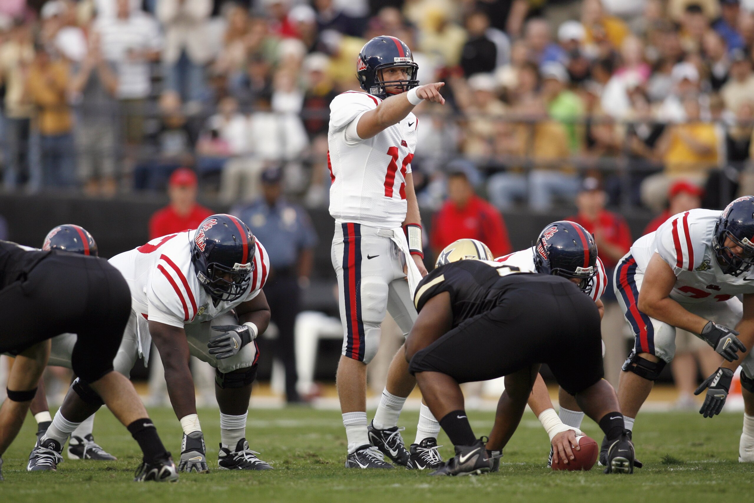 NASHVILLE, TN - SEPTEMBER 15: Quarterback Seth Adams #19 of the Ole Miss Rebels calls a play against the Vanderbilt Commodores on September 15, 2007 at Vanderbilt Stadium in Nashville, Tennessee. (Photo by Chris Graythen/Getty Images) NASHVILLE, TN - SEPTEMBER 15: Quarterback Seth Adams #19 of the Ole Miss Rebels calls a play against the Vanderbilt Commodores on September 15, 2007 at Vanderbilt Stadium in Nashville, Tennessee. (Photo by Chris Graythen/Getty Images)