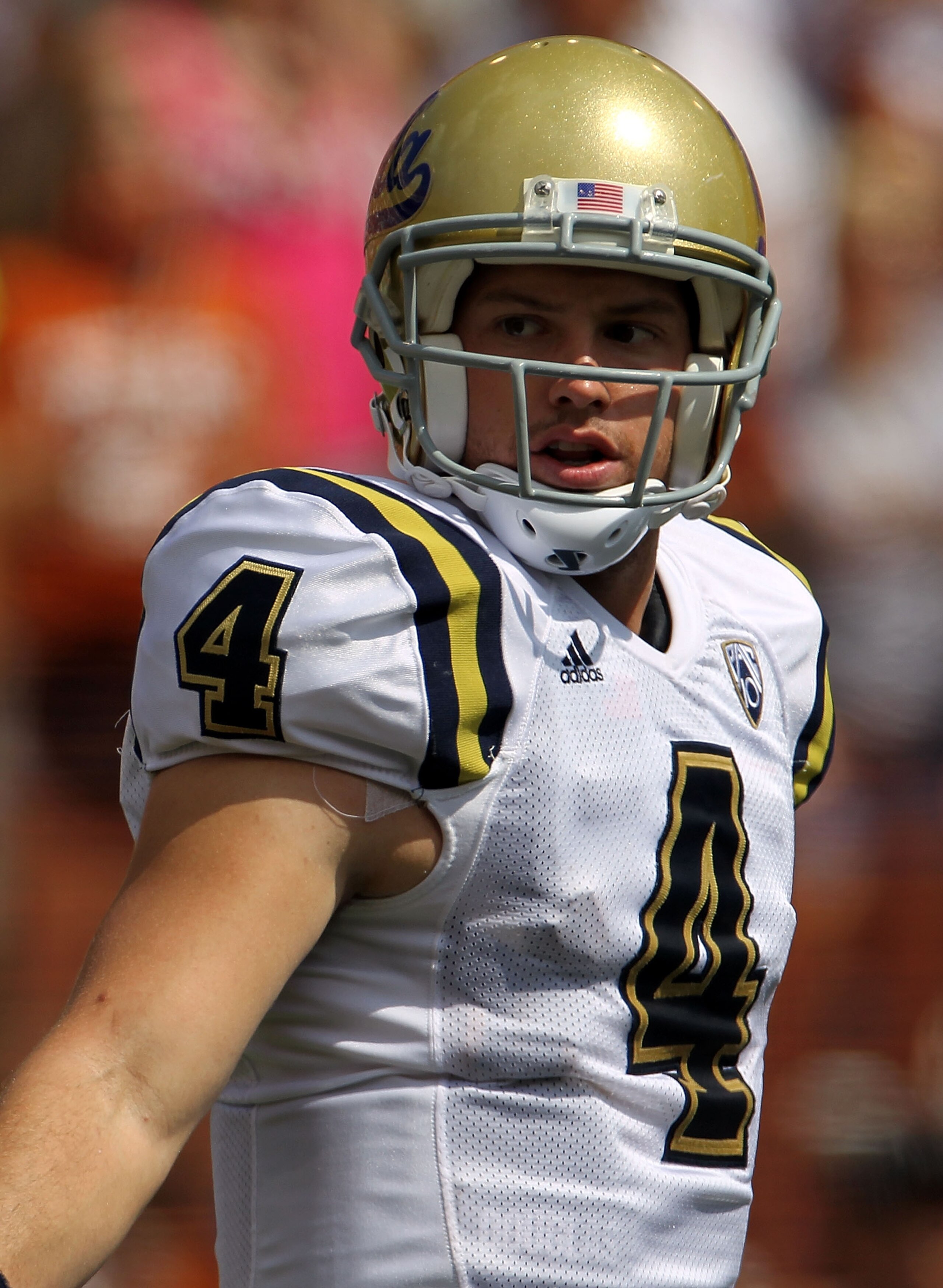 AUSTIN, TX - SEPTEMBER 25: Quarterback Kevin Prince #4 of the UCLA Bruins at Darrell K Royal-Texas Memorial Stadium on September 25, 2010 in Austin, Texas. (Photo by Ronald Martinez/Getty Images) AUSTIN, TX - SEPTEMBER 25: Quarterback Kevin Prince #4 of the UCLA Bruins at Darrell K Royal-Texas Memorial Stadium on September 25, 2010 in Austin, Texas. (Photo by Ronald Martinez/Getty Images)