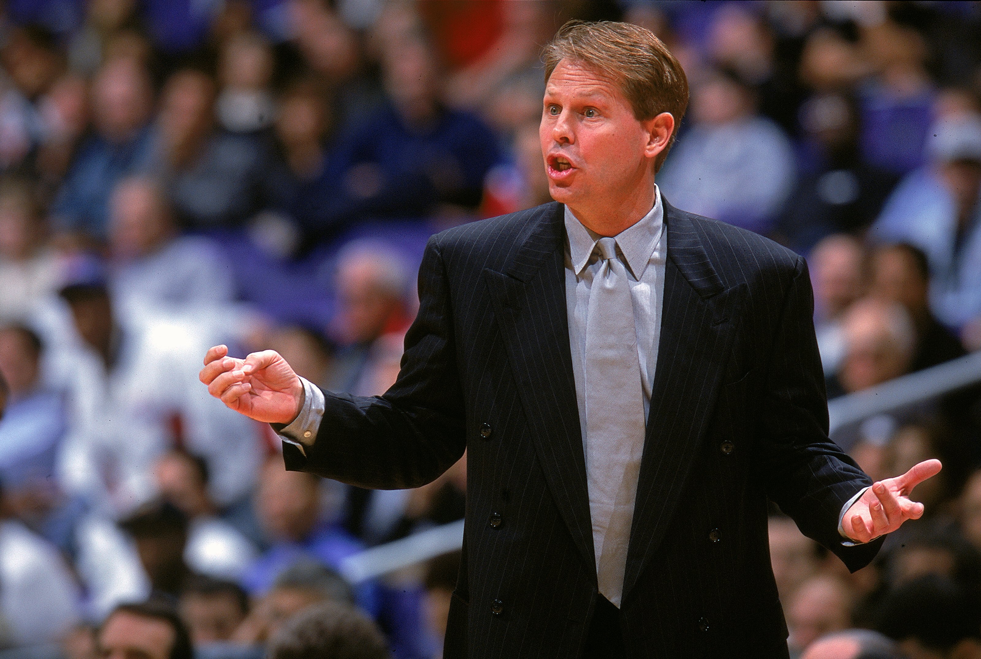 30 Nov 1999: Danny Ainge of the Phoenix Suns yells from the sidelines during a game against the Los Angeles Clippers at the Staples Center in Los Angeles, California. The Suns defeated the Clippers 94-80.