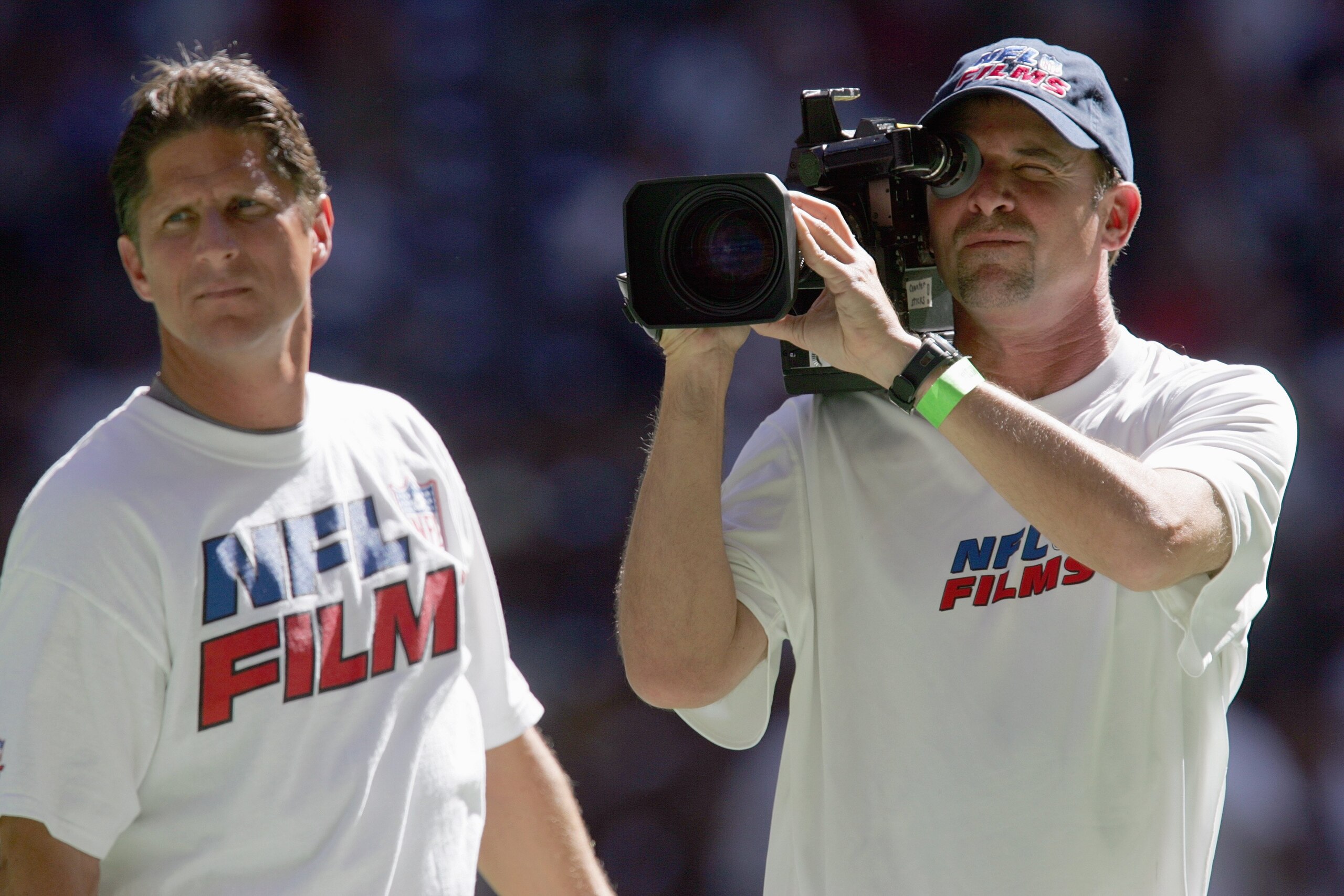 IRVING, TX - OCTOBER 21: NFL Film team films the action during the game between the Dallas Cowboys and the Minnesota Vikings at Texas Stadium on October 21, 2007 in Irving, Texas. (Photo by Ronald Martinez/Getty Images)