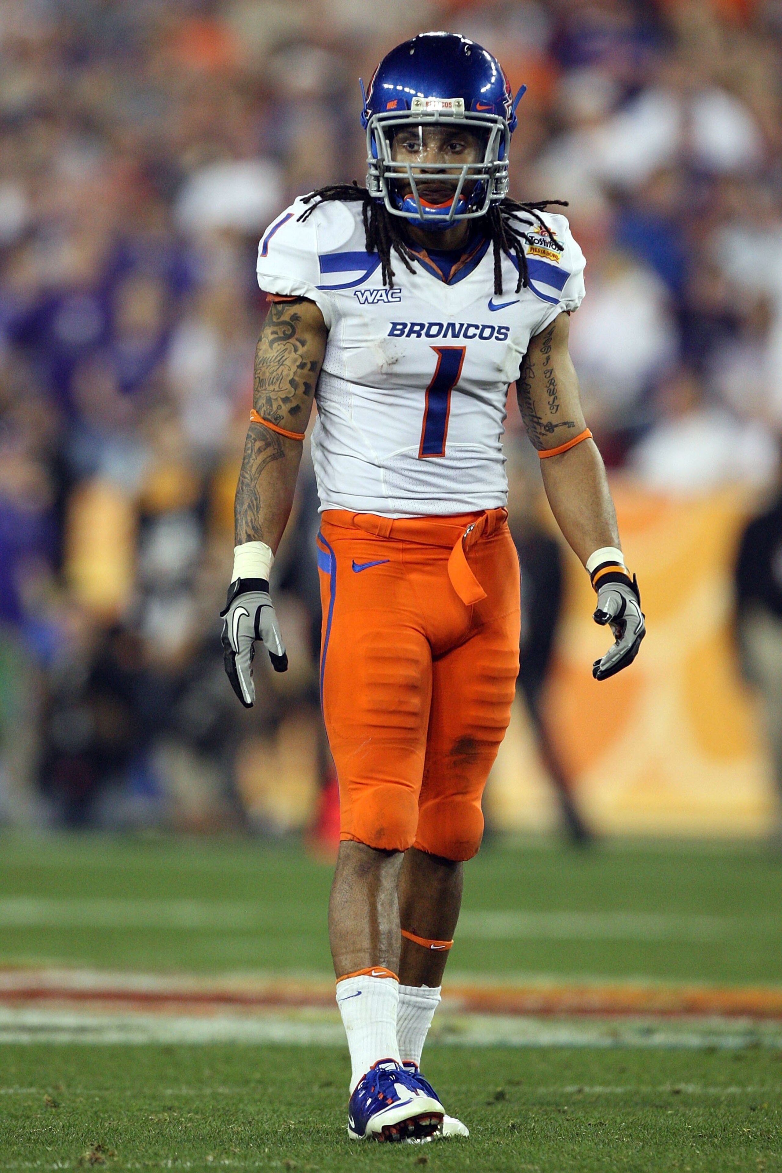 GLENDALE, AZ - JANUARY 04: Kyle Wilson #1 of the Boise State Broncos looks on against the TCU Horned Frogs during the Tostitos Fiesta Bowl at the Universtity of Phoenix Stadium on January 4, 2010 in Glendale, Arizona. (Photo by Jed Jacobsohn/Getty Image GLENDALE, AZ - JANUARY 04: Kyle Wilson #1 of the Boise State Broncos looks on against the TCU Horned Frogs during the Tostitos Fiesta Bowl at the Universtity of Phoenix Stadium on January 4, 2010 in Glendale, Arizona. (Photo by Jed Jacobsohn/Getty Image
