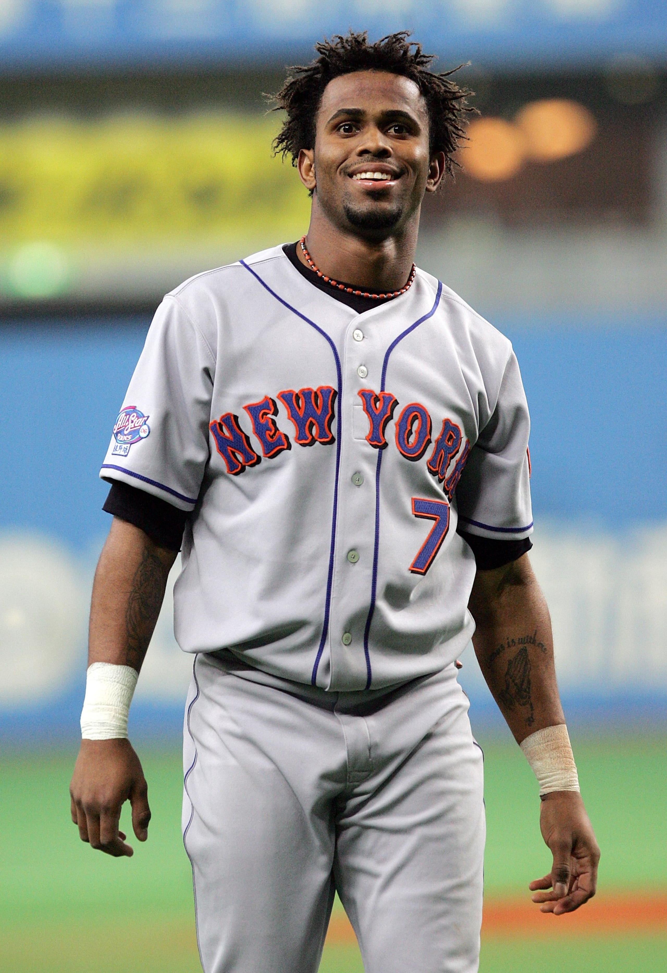 OSAKA, JAPAN - NOVEMBER 7: Jose Reyes #7 of the New York Mets is seen during the Aeon All Star Series Day 4 - MLB v Japan All-Stars at the Kyocera Dome on November 7, 2006 in Osaka, Japan. The 5-game series take place in 3 cities in Japan from November 3 OSAKA, JAPAN - NOVEMBER 7: Jose Reyes #7 of the New York Mets is seen during the Aeon All Star Series Day 4 - MLB v Japan All-Stars at the Kyocera Dome on November 7, 2006 in Osaka, Japan. The 5-game series take place in 3 cities in Japan from November 3
